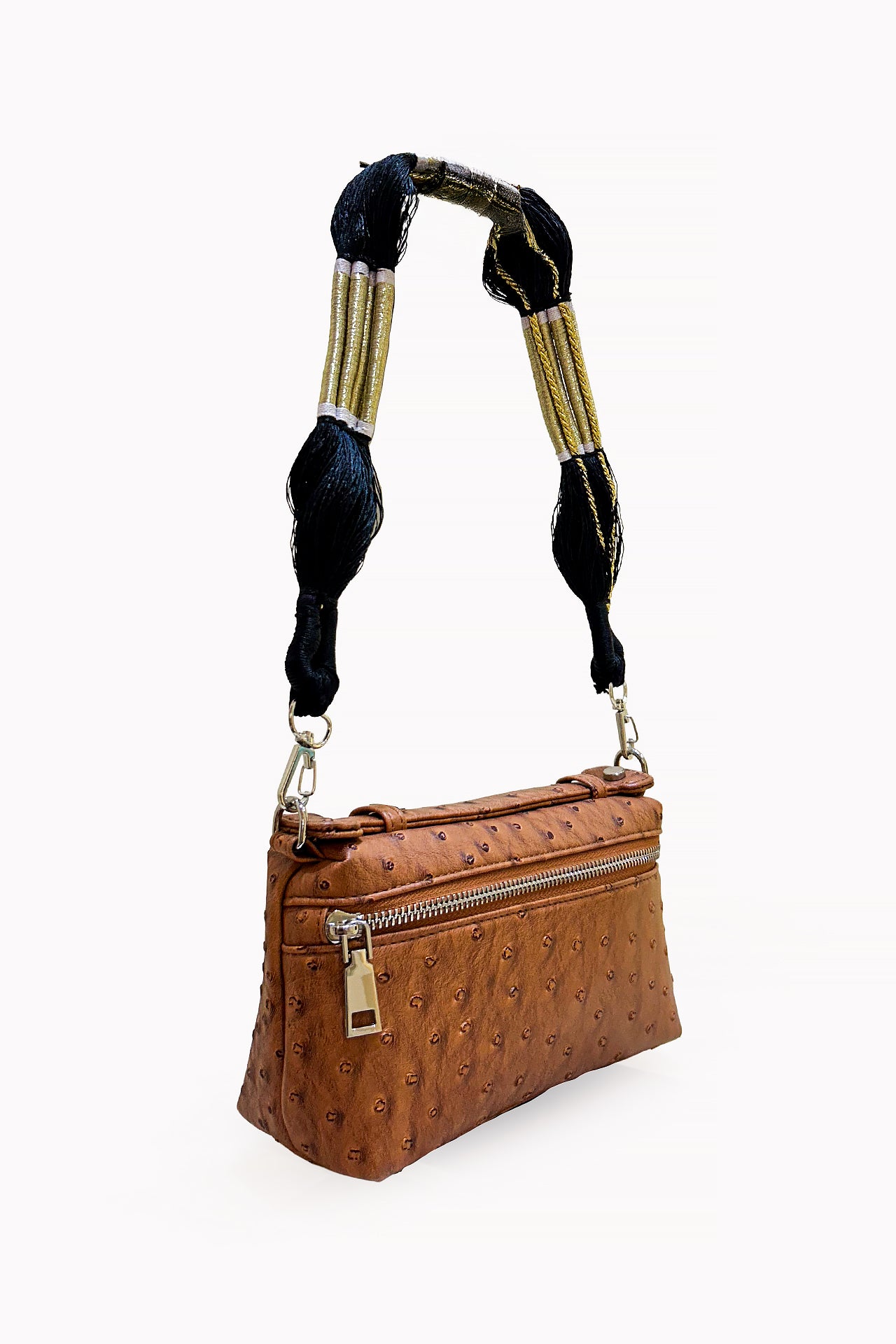 Brown Mqasab Handbag by Leather Boutique