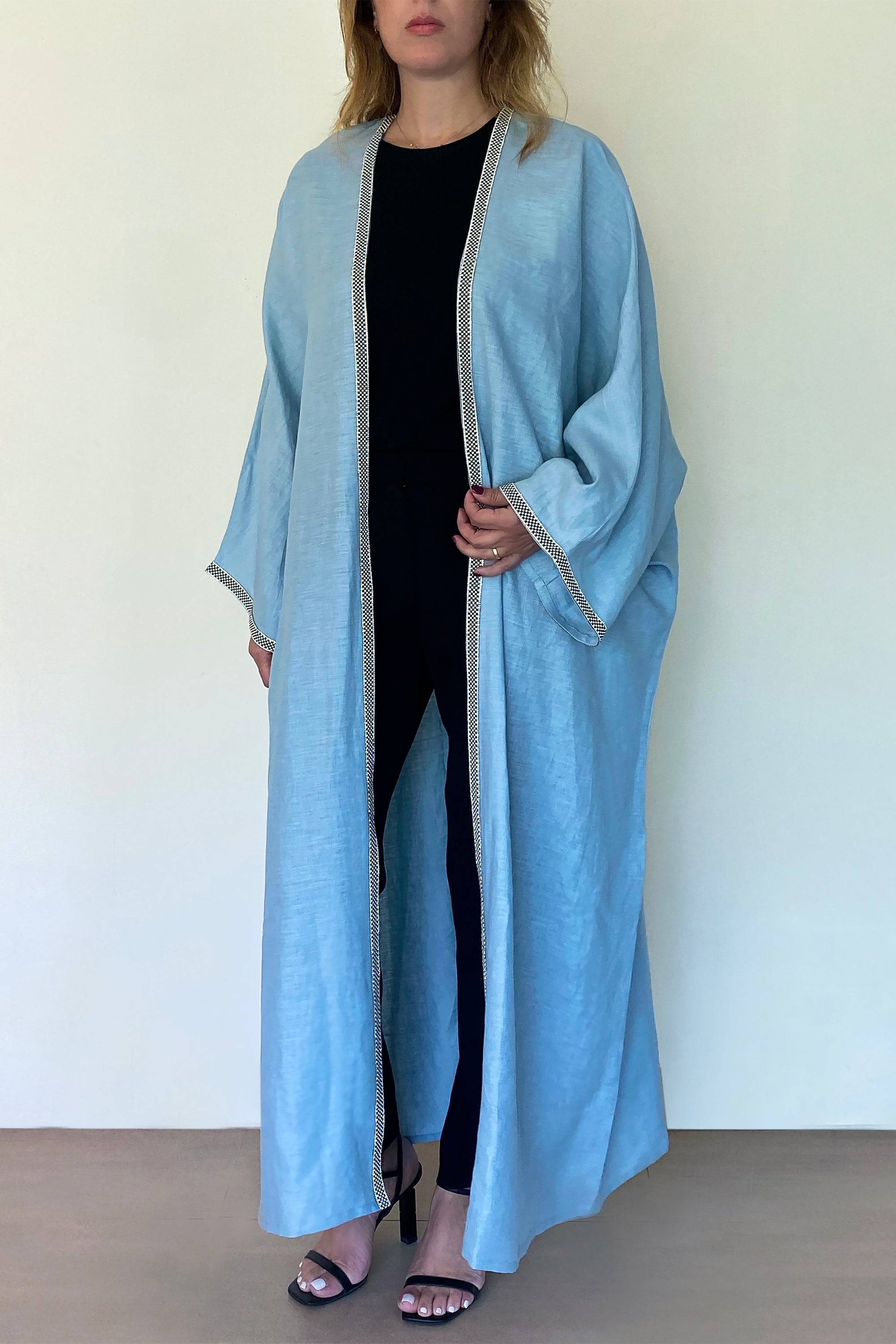 Light Blue Linen Abaya by Canava