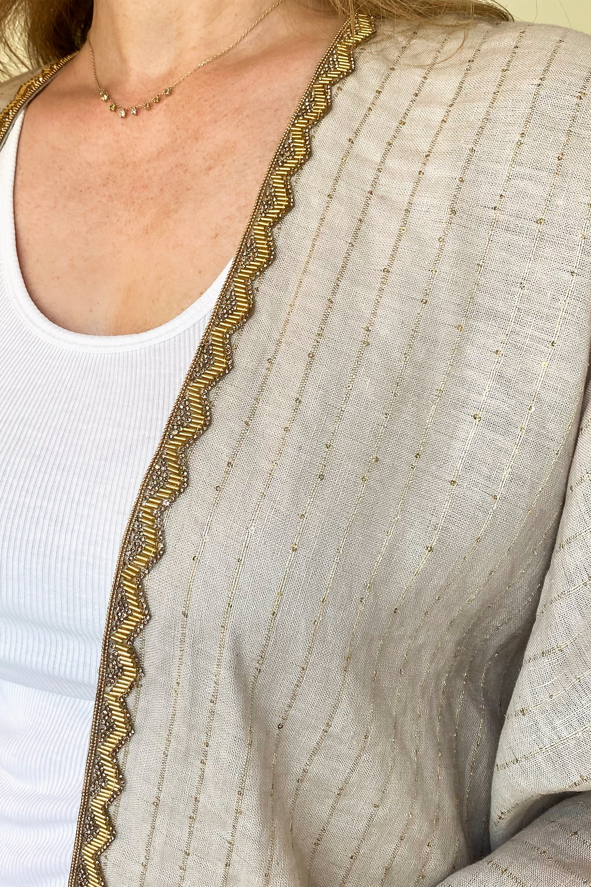 Beige Linen Abaya by Canava