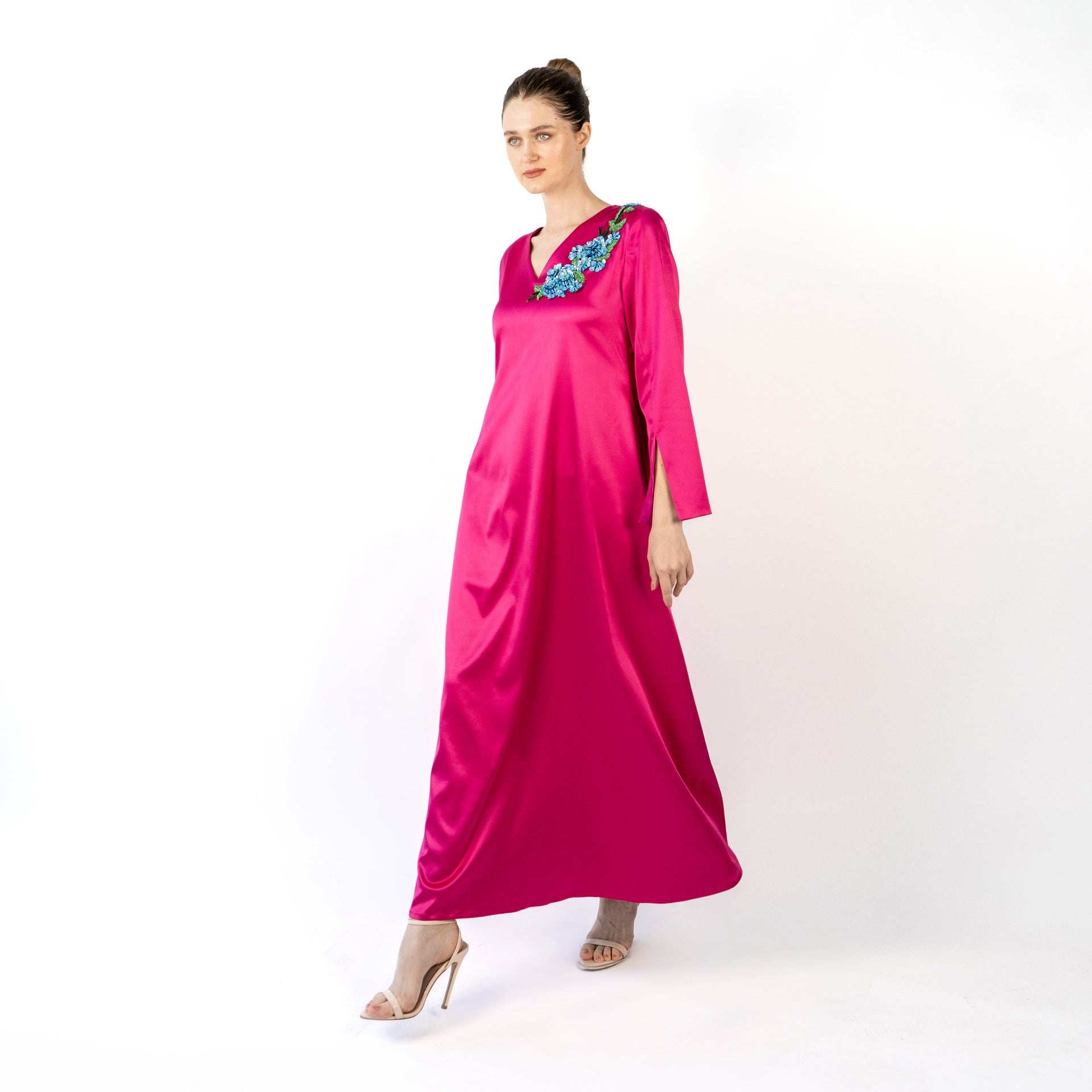 Fuchsia Dress with Crystal Stones From Jouri By Rola