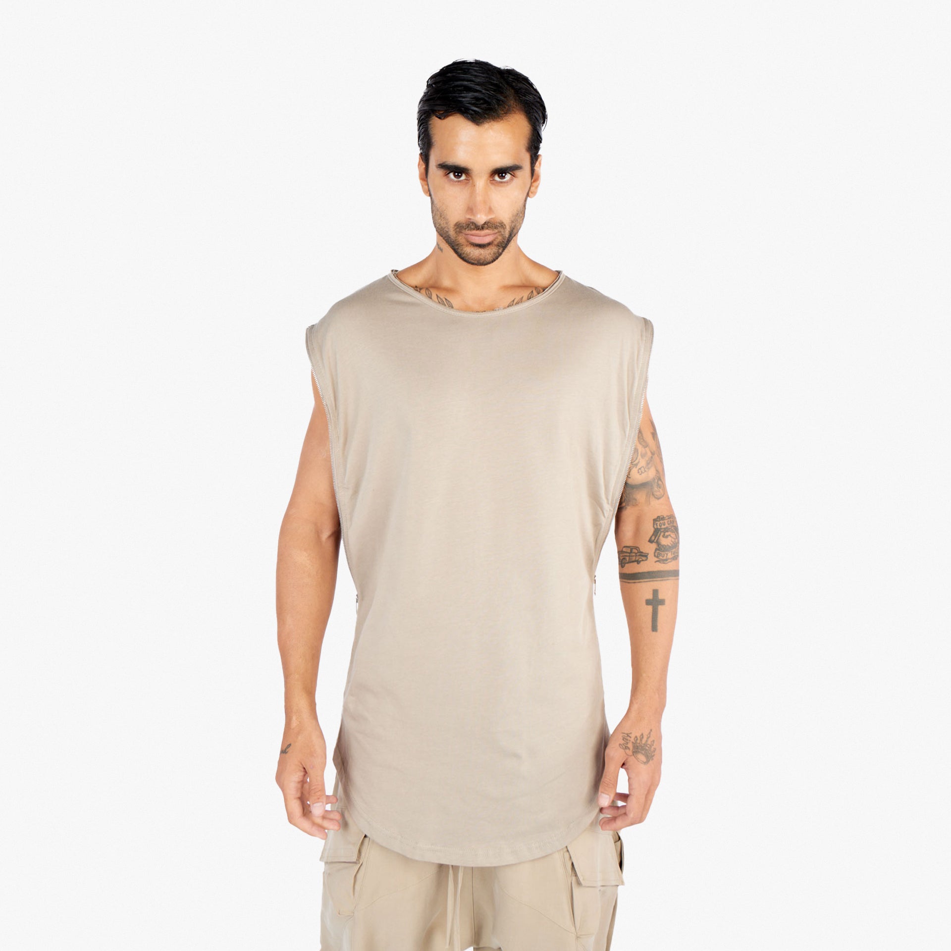 Ember Men's Beige Short Sleeve T-shirt by Newminatis