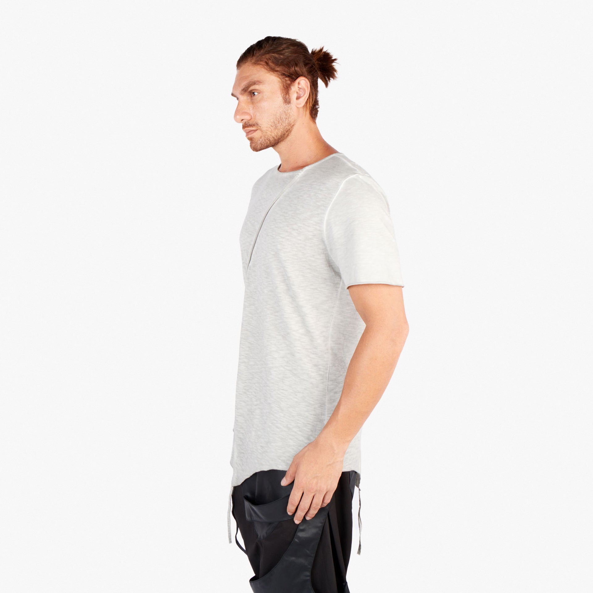 Nexus Men's Grey Asymmetrical Irregular Cut T-Shirt by Newminatis