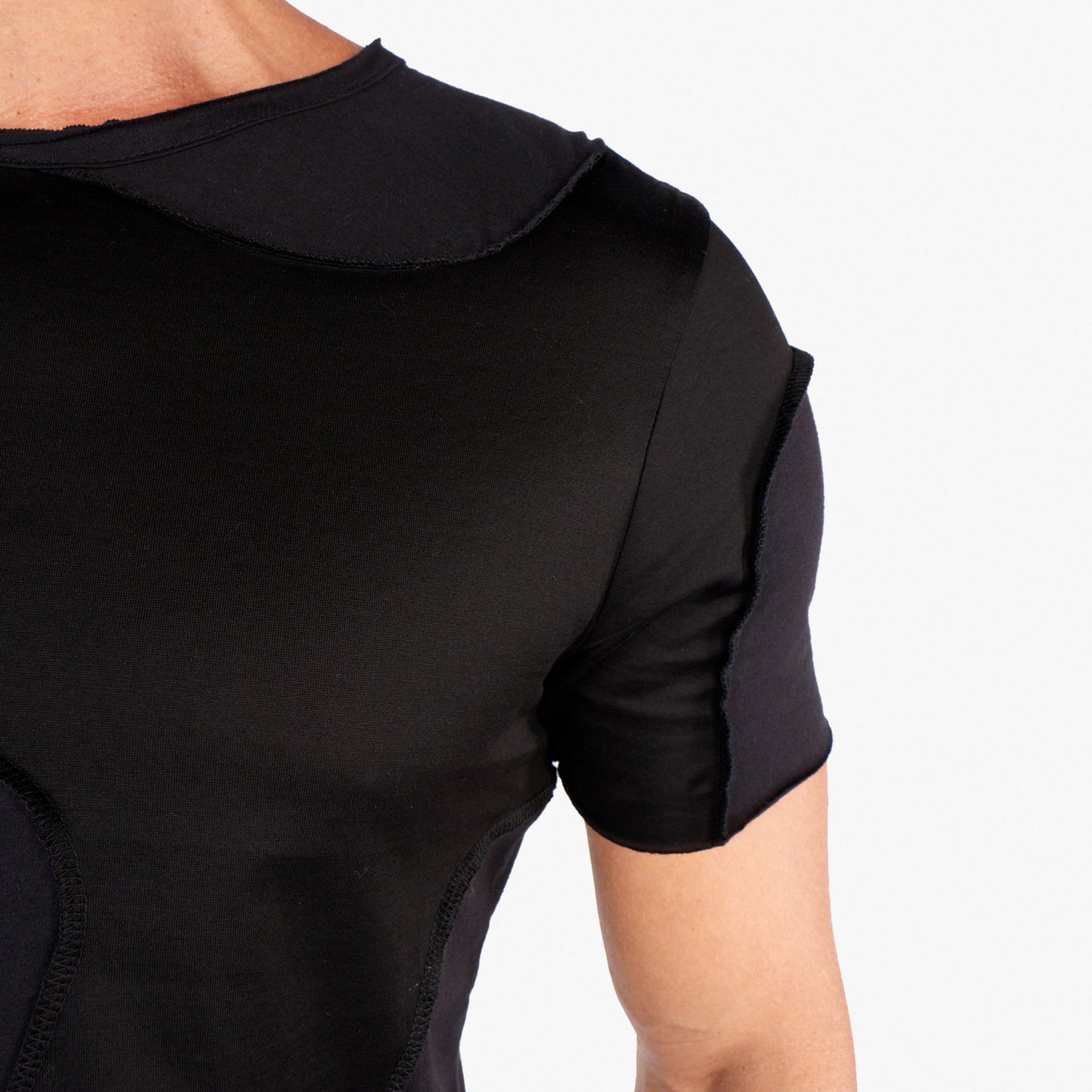 Chroma Unisex Black Asymmetrical Cut T-Shirt by Newminatis