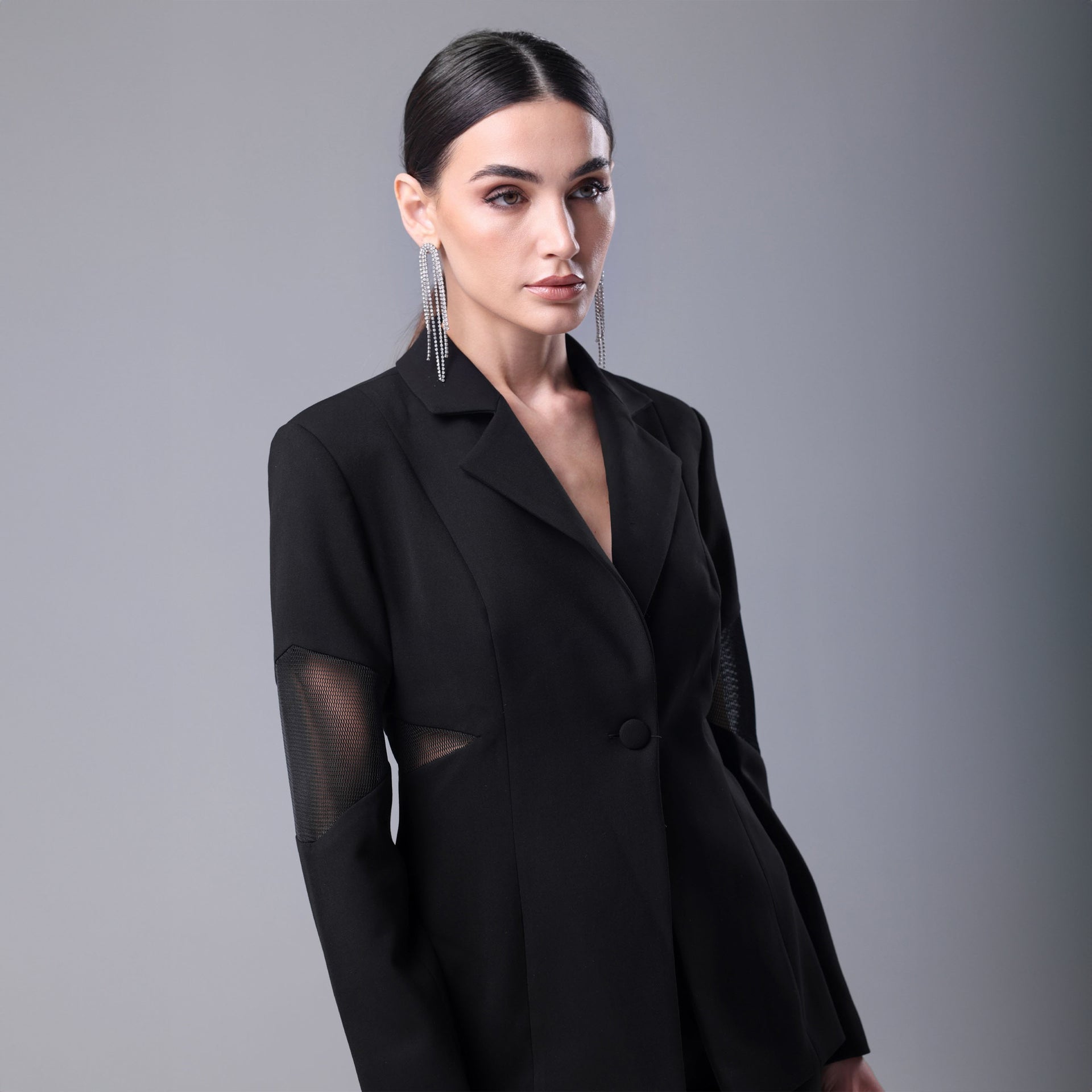 Black Cut Out Mesh Blazer By I am The Company