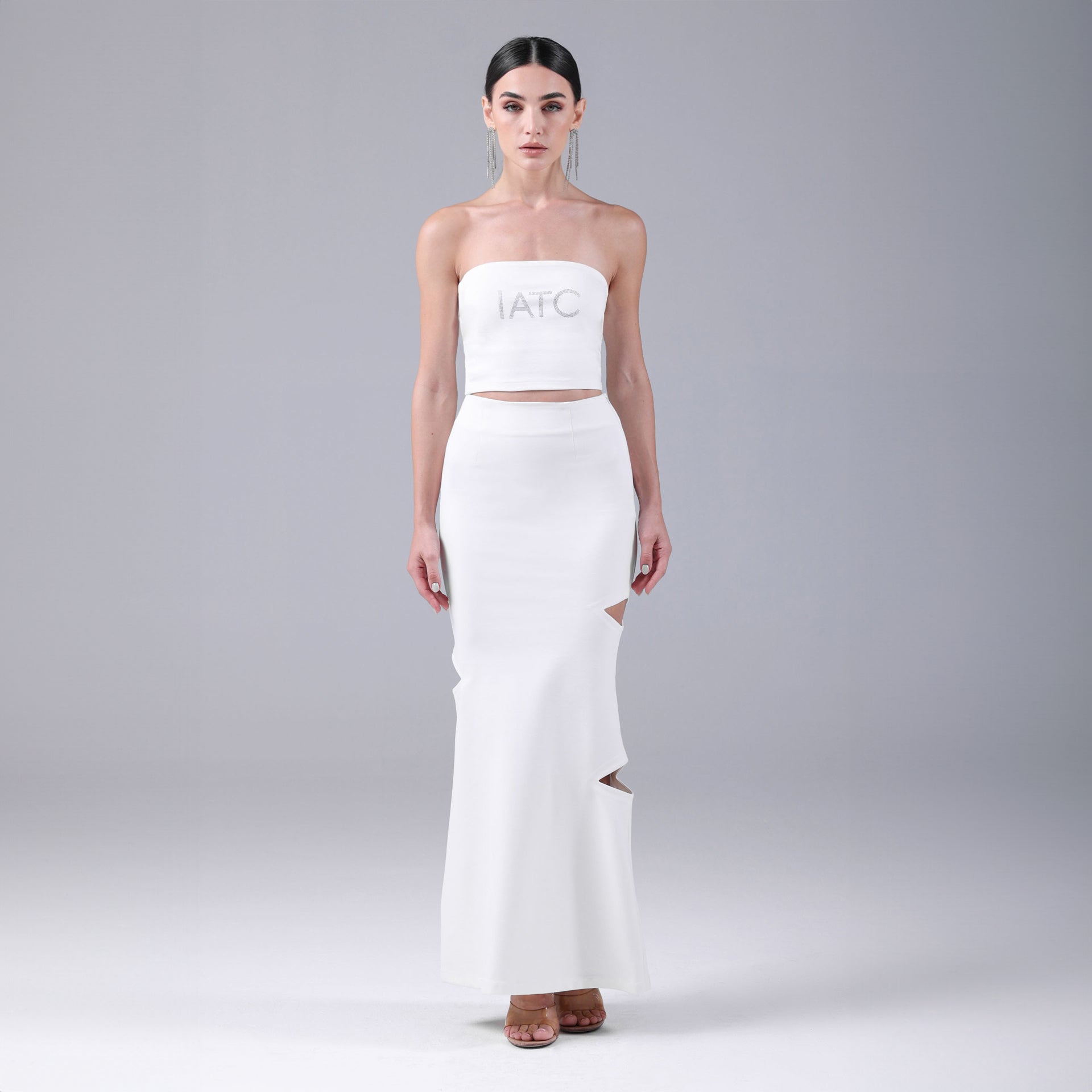 White Cut Out Maxi Skirt By I am the Company