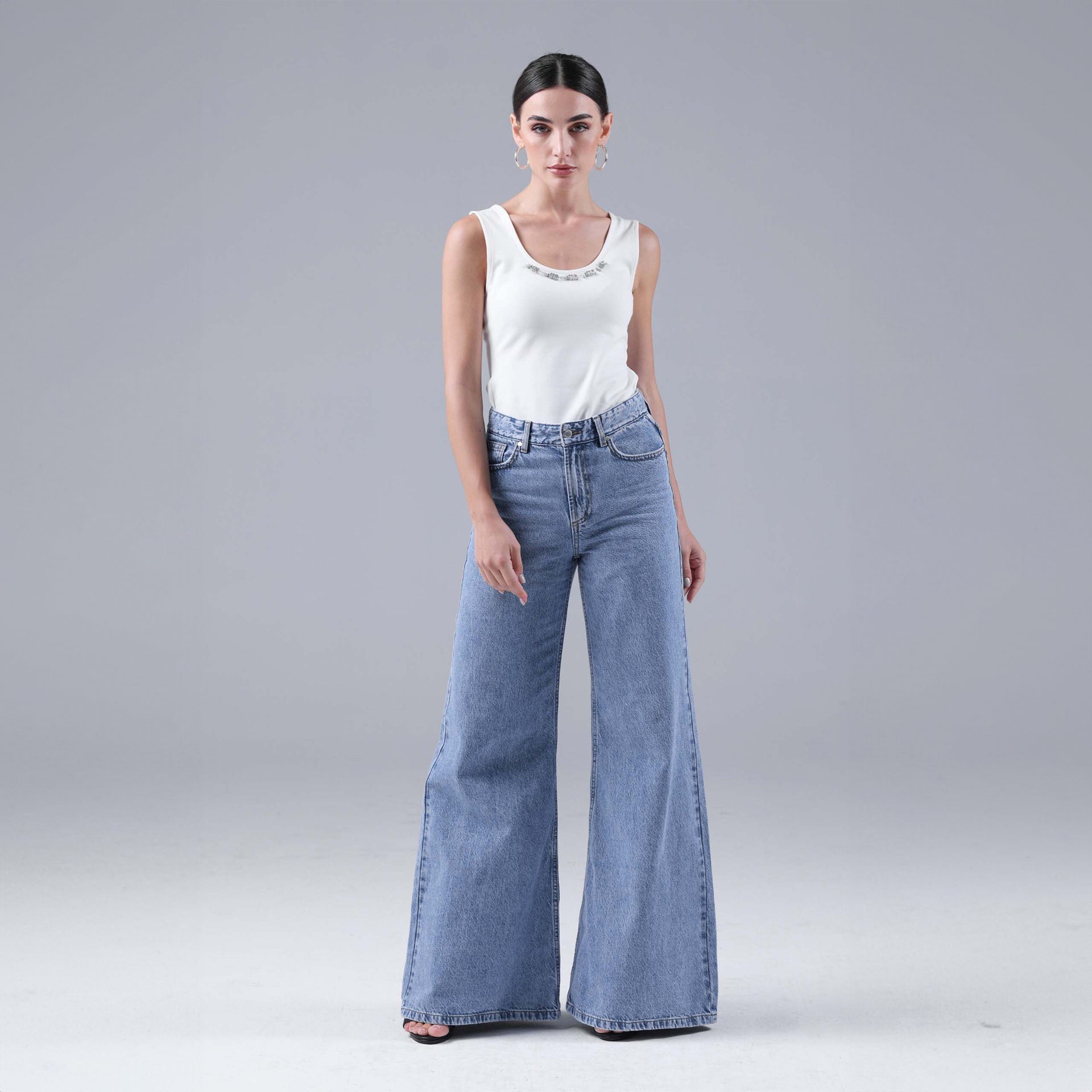 Blue Wide Leg Jeans By I am the Company