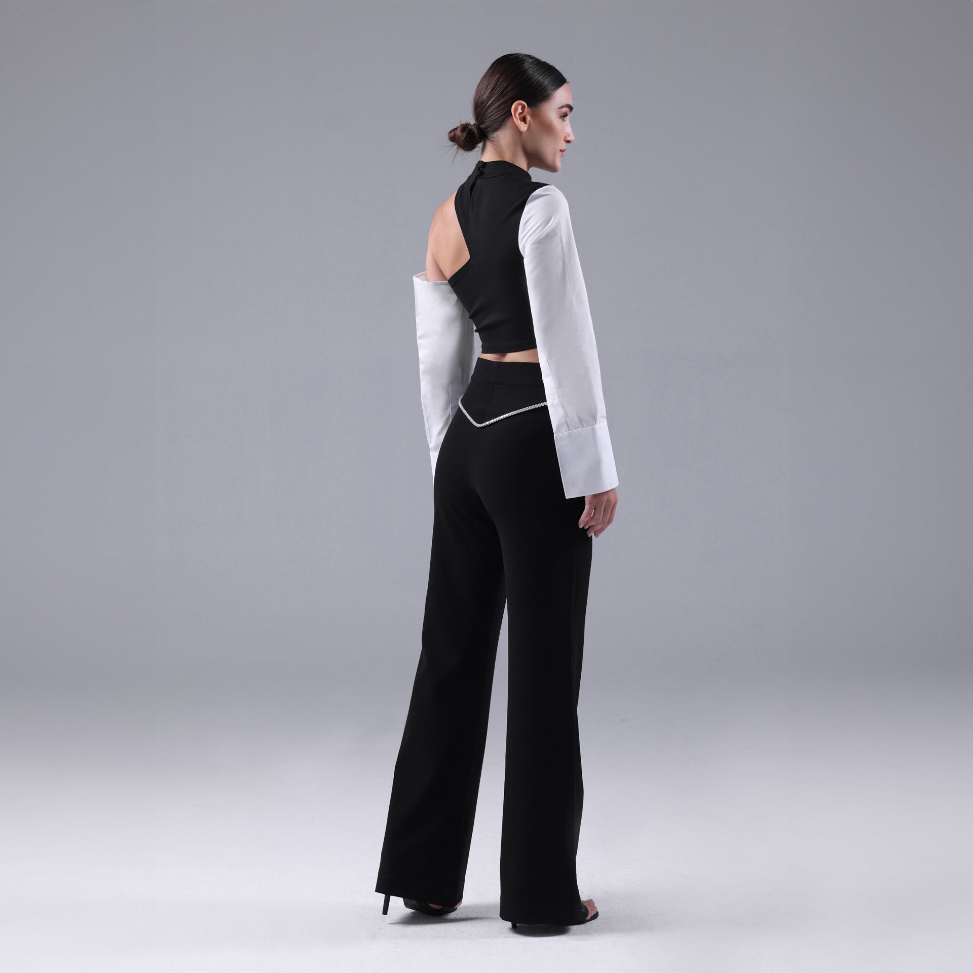 Black Boot Cut Crystal Trousers By I am the Company