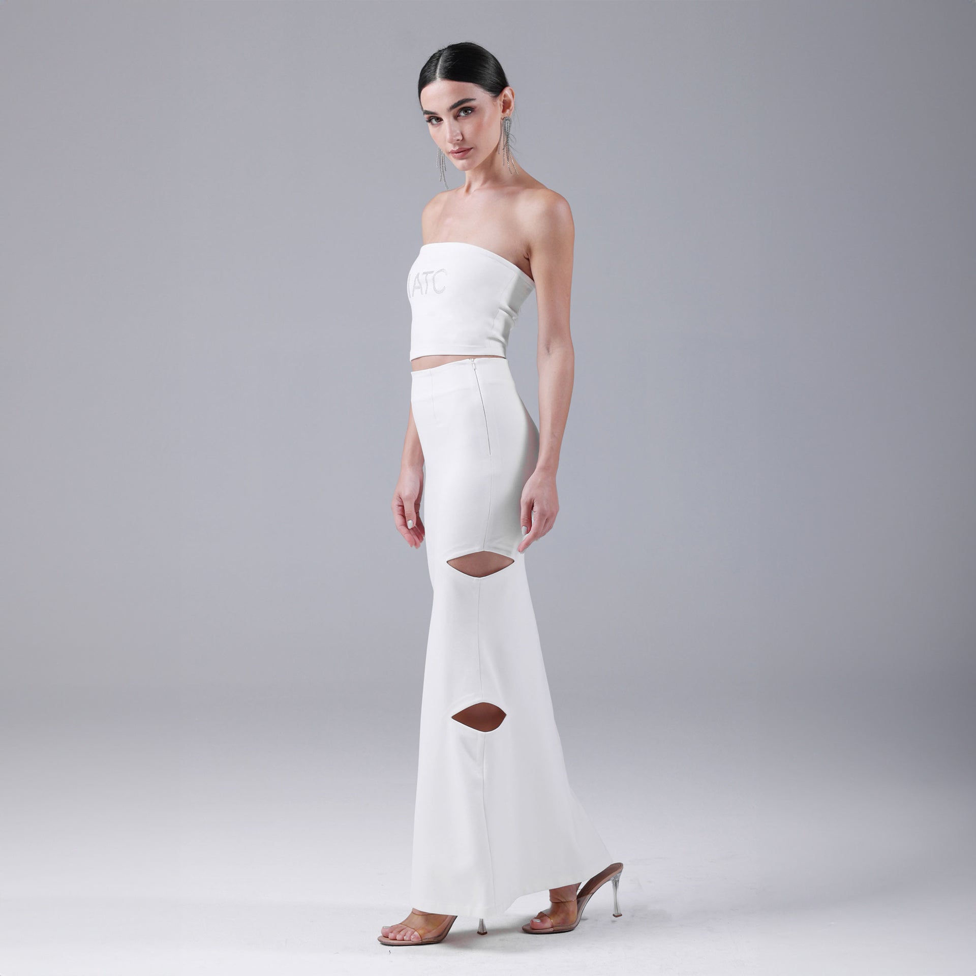 White Cut Out Maxi Skirt By I am the Company