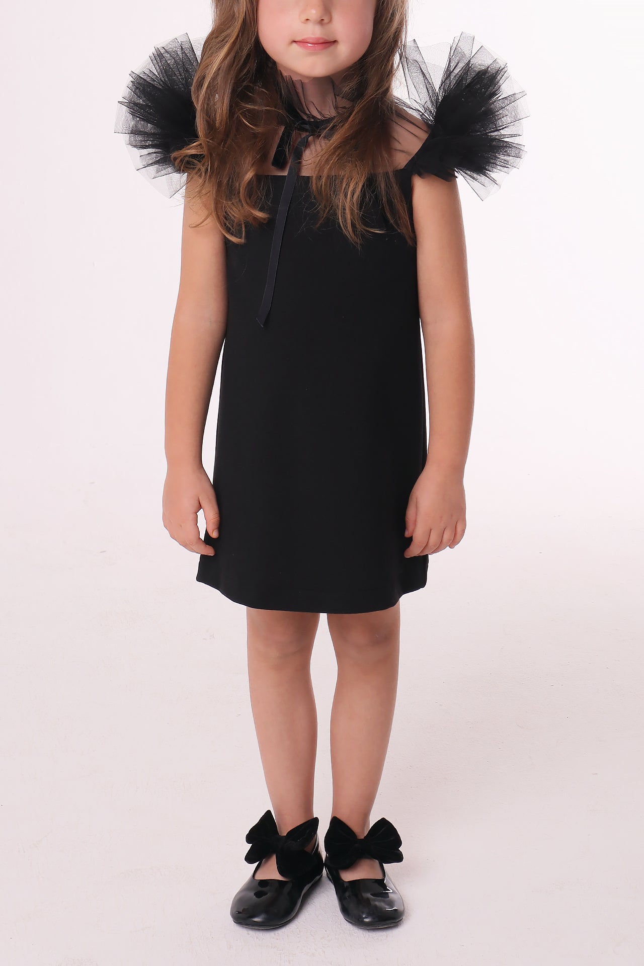 Amelie Chic Puff Black Mini Dress by Katee's Kids