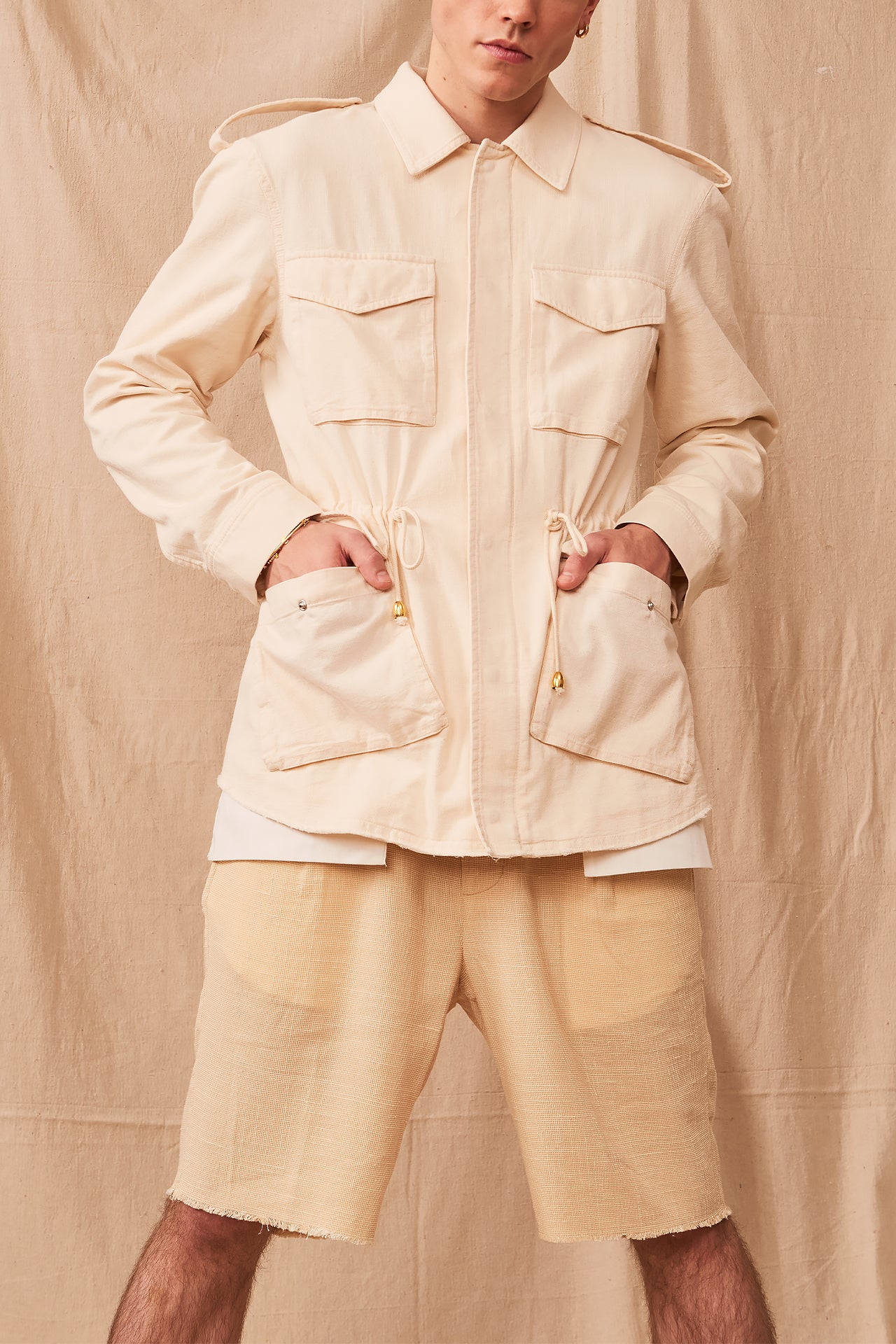 Beige Safari Jacket by AARC55