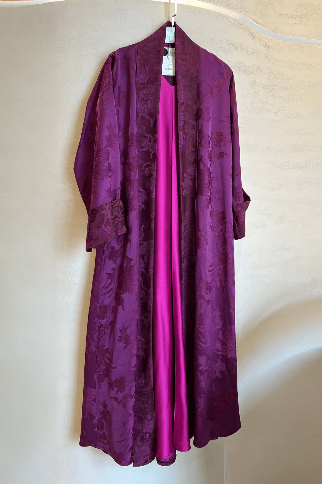 Purple Jacquard Silk Abaya by F.Lounge