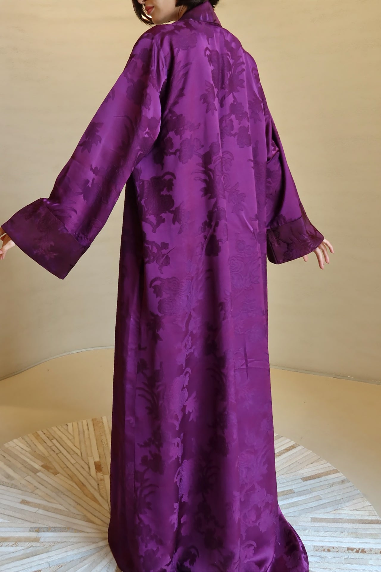 Purple Jacquard Silk Abaya by F.Lounge