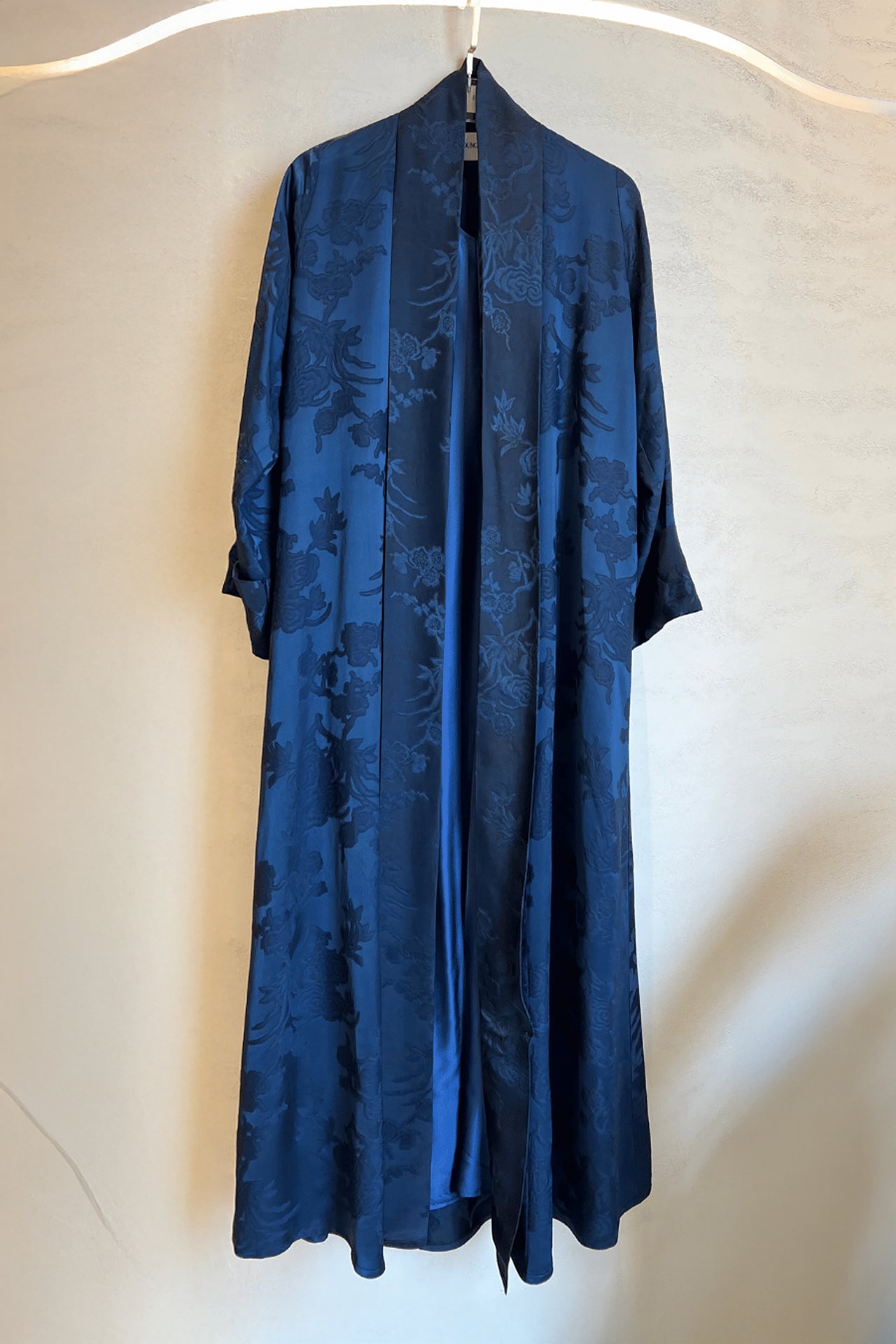 Navy Blue Jacquard Silk Abaya by F.Lounge