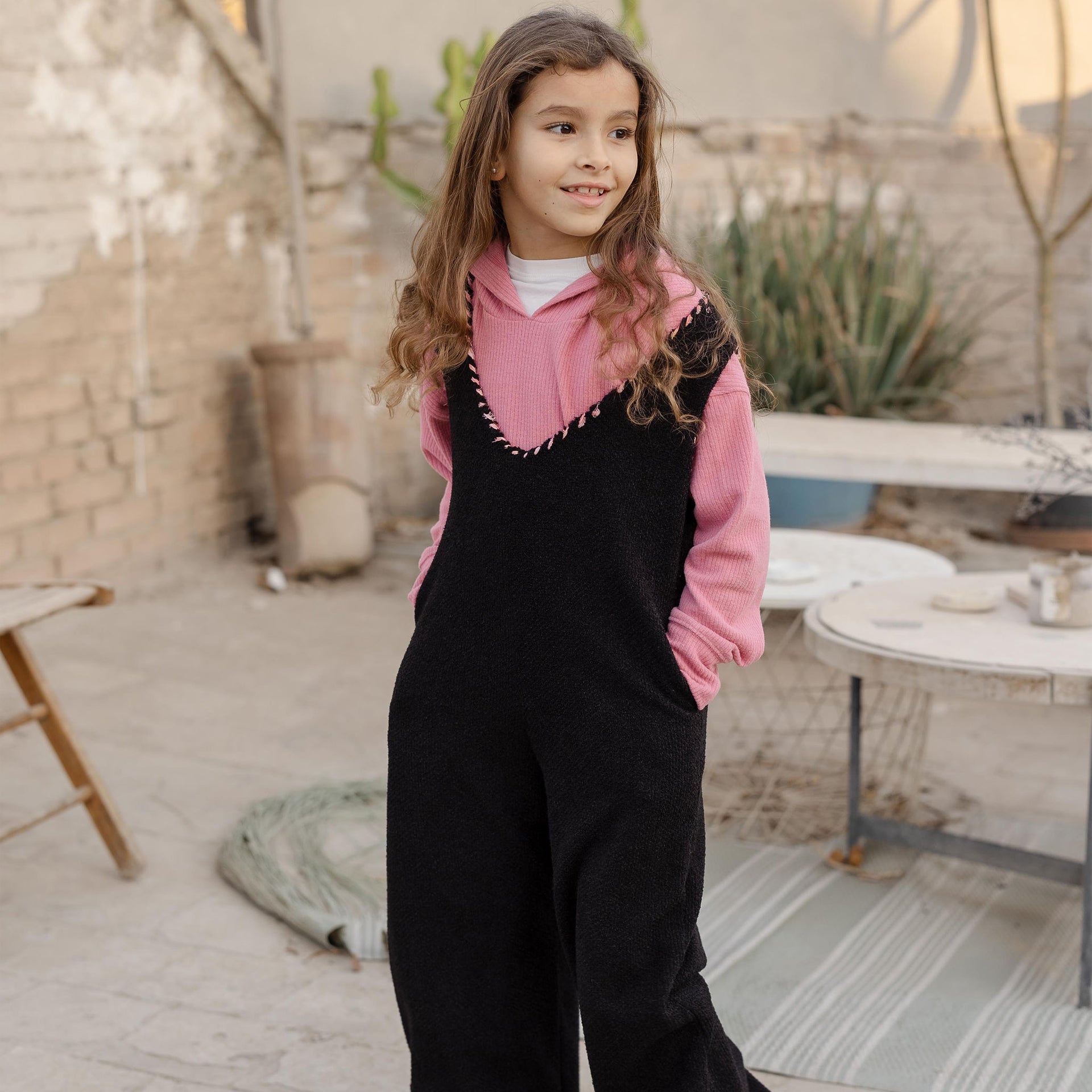 Just Let Her Wander Jumpsuit in Black by FUFA