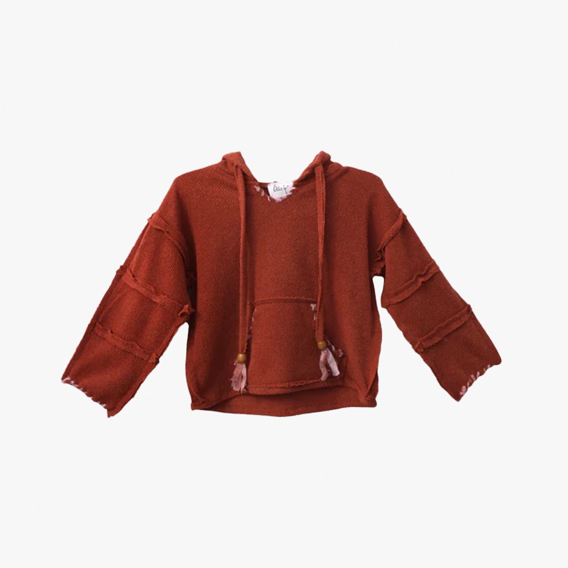 Little Stitched Up Coziness Hoodie in Red Brick by FUFA