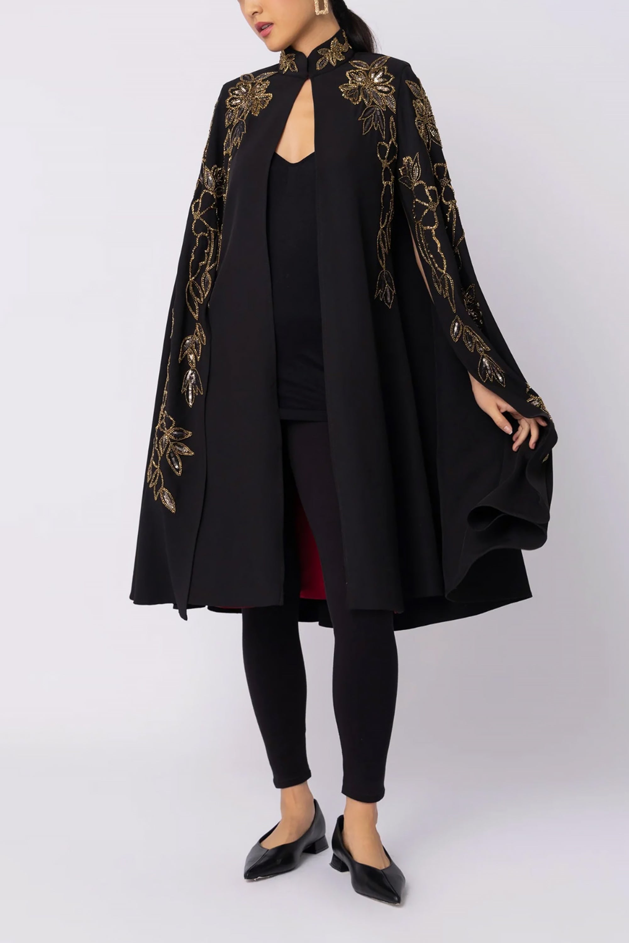 Black Polyester NYX Cape by Raishma