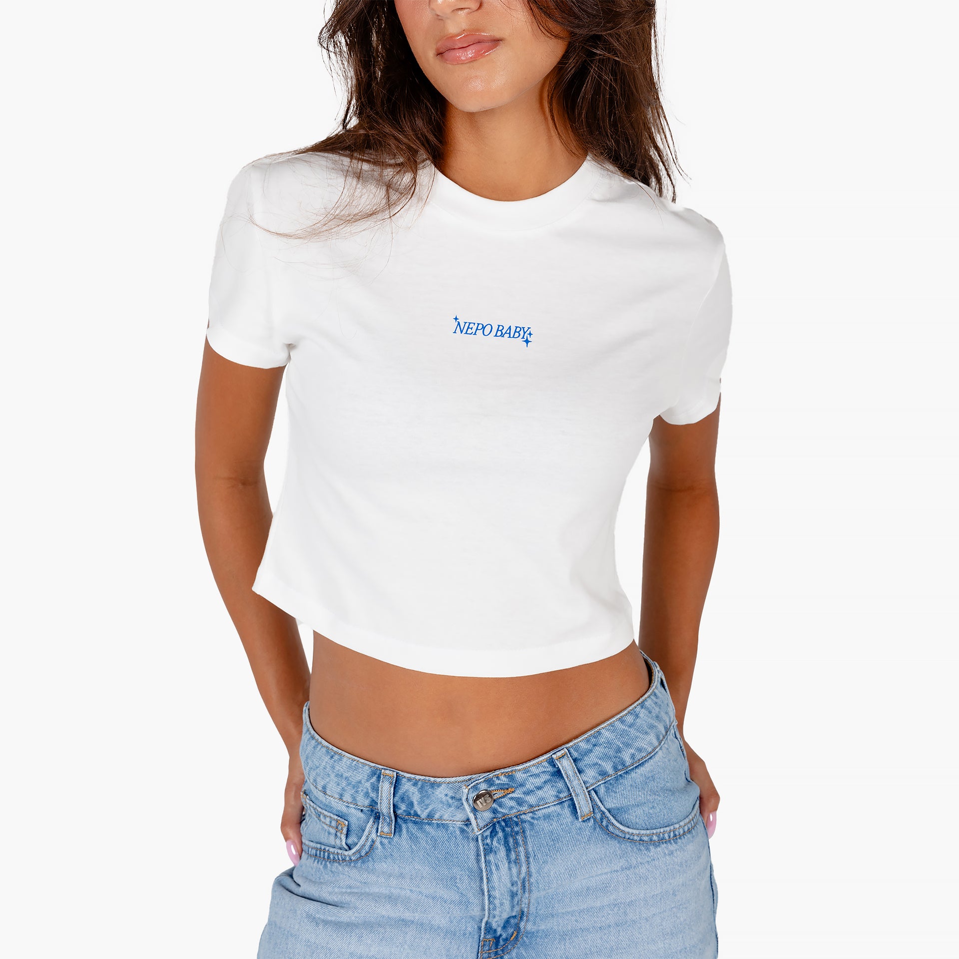 White Nepo Baby Cropped T-shirt By In Your Shoe