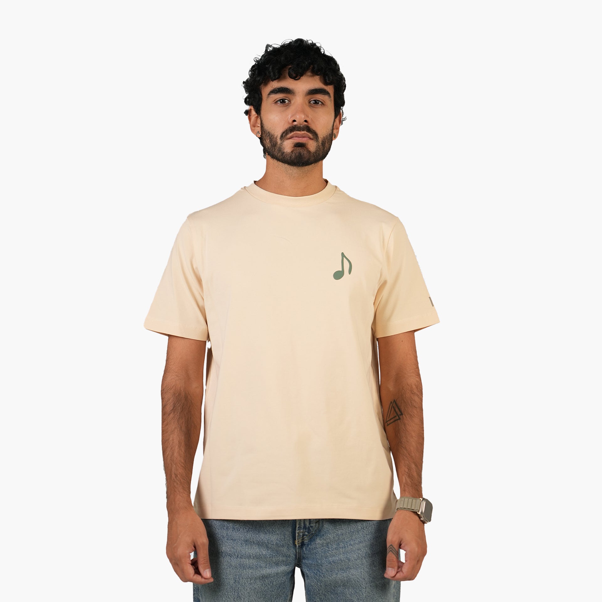 Men Beige Oriental Olive Tree T-shirt - WiLLSPER