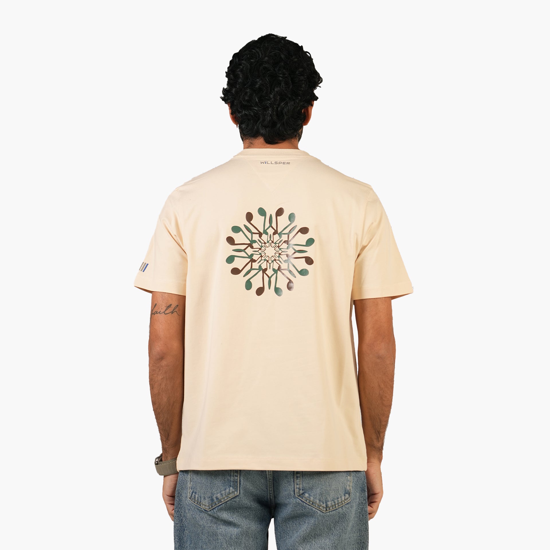 Men Beige Oriental Olive Tree T-shirt - WiLLSPER