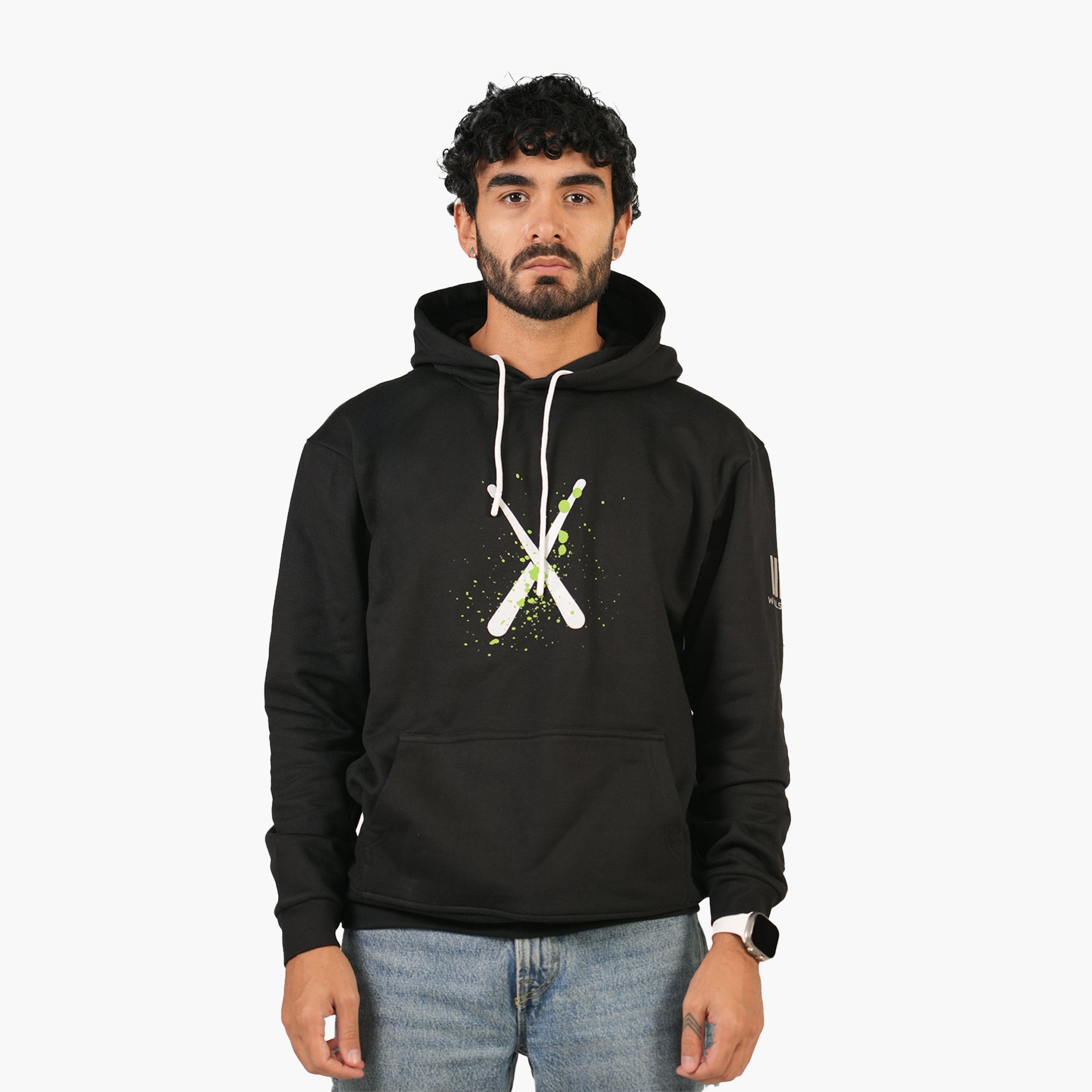 Unisex Black Pop Drums Splash Hoodie - WiLLSPER