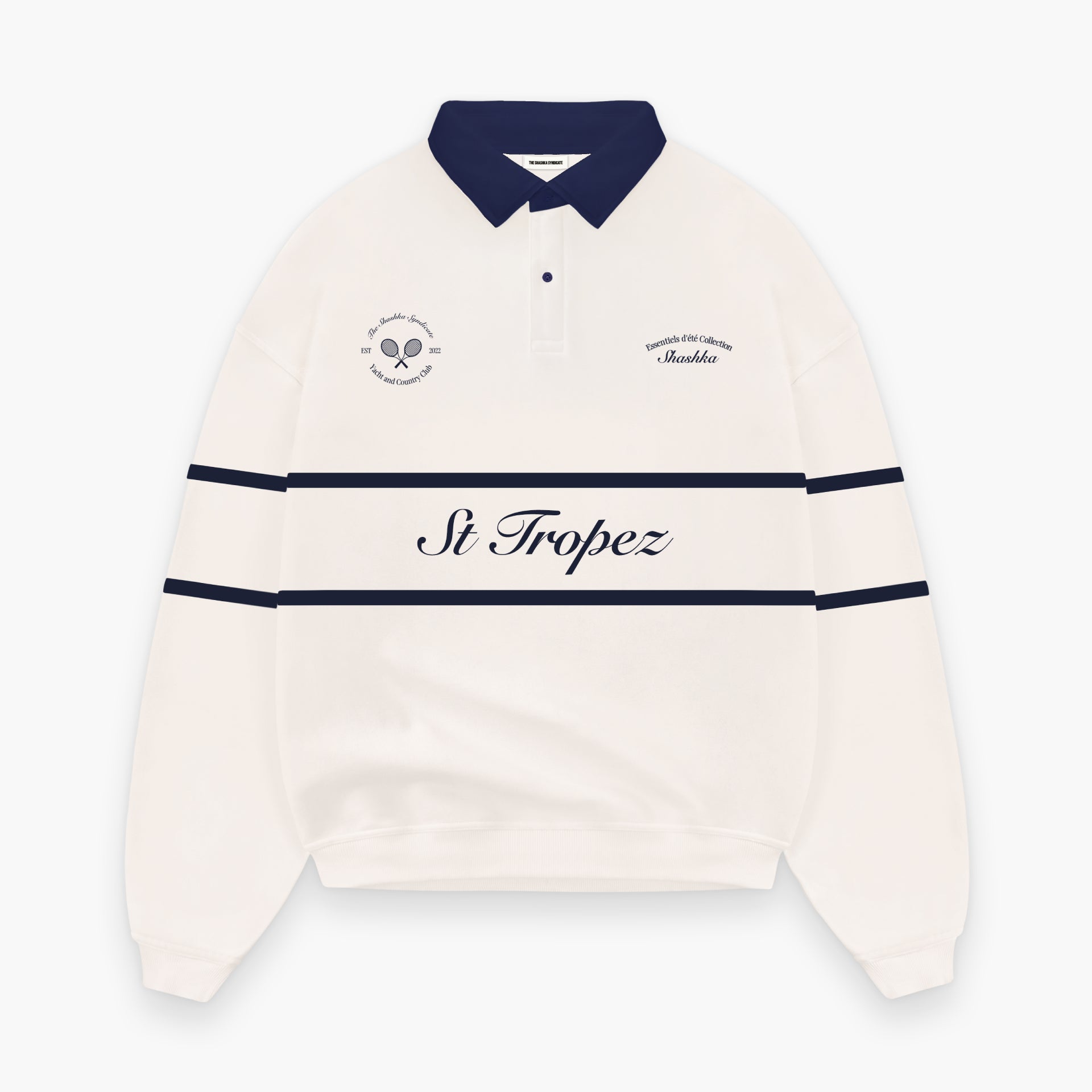 Unisex White Polo Tennis Sweatshirt By The Shashka Syndicate