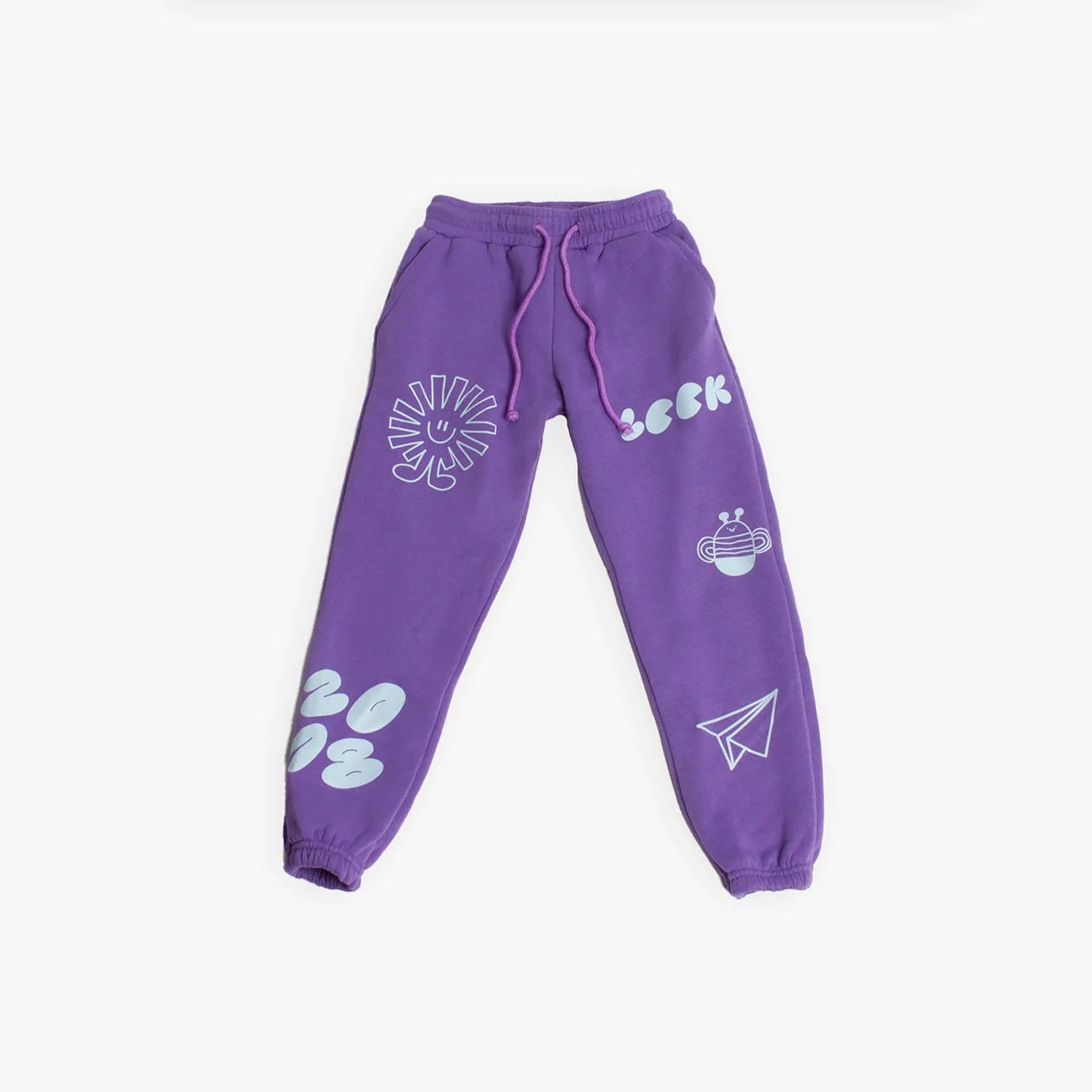 Kids Purple Printed Swants By In Your Shoe