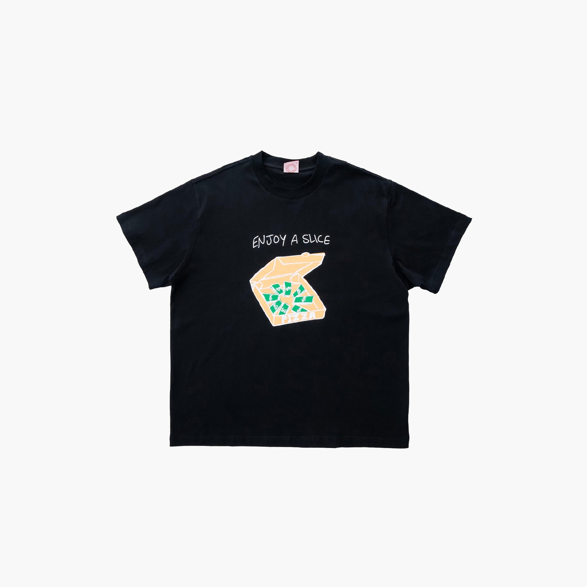 Unisex Black "Enjoy a Slice" T-shirt by Re Live