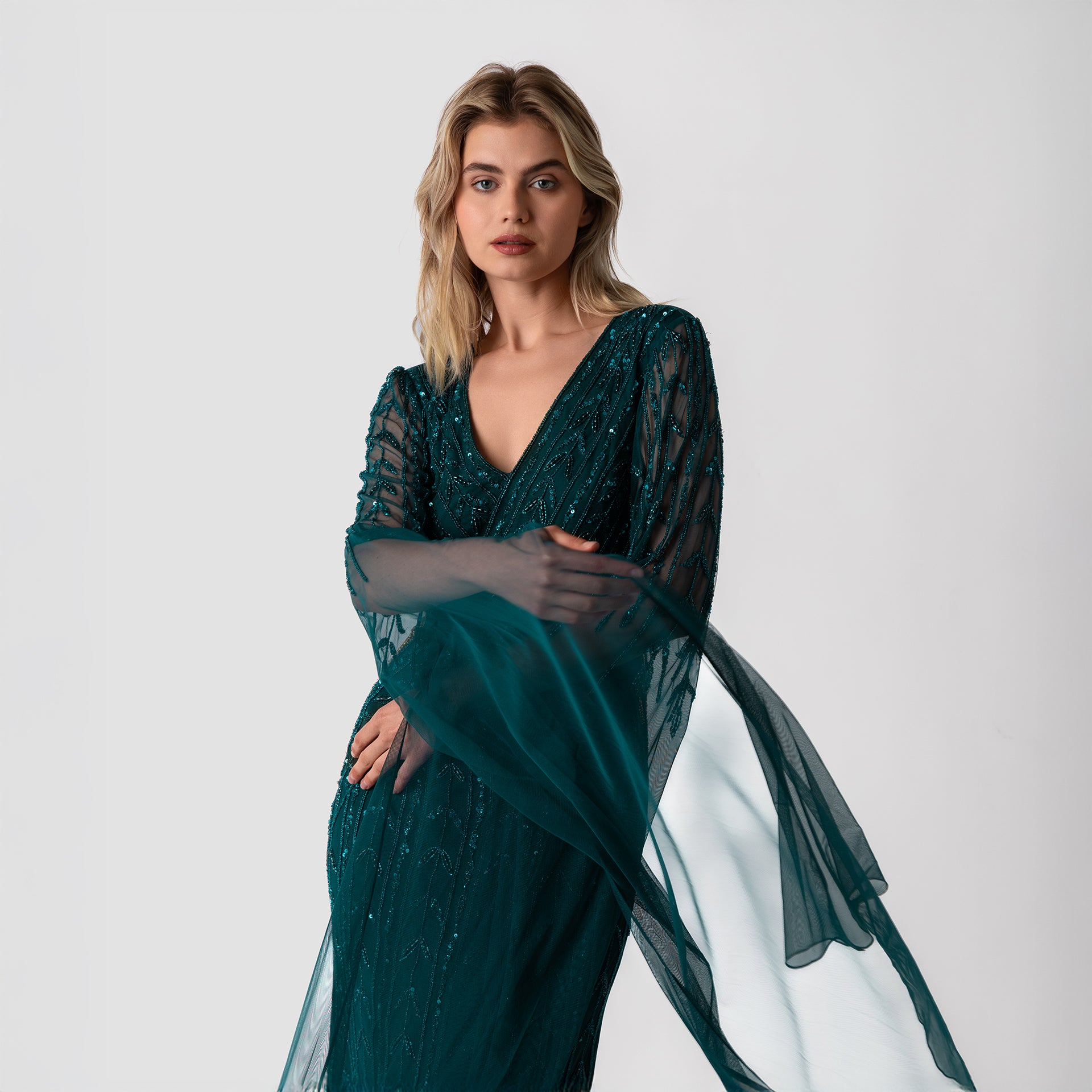 Green Ariella Gown by Raishma