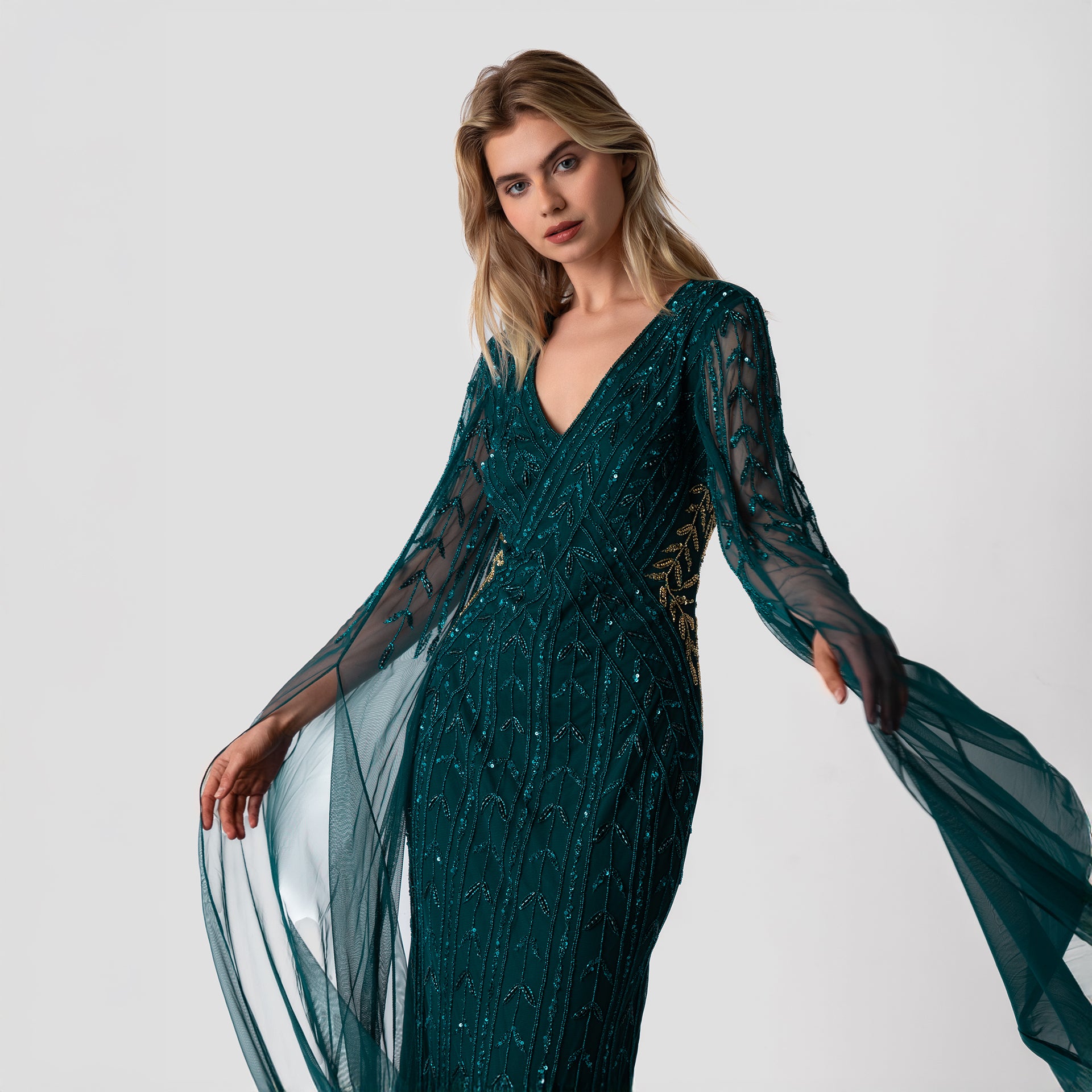 Green Ariella Gown by Raishma