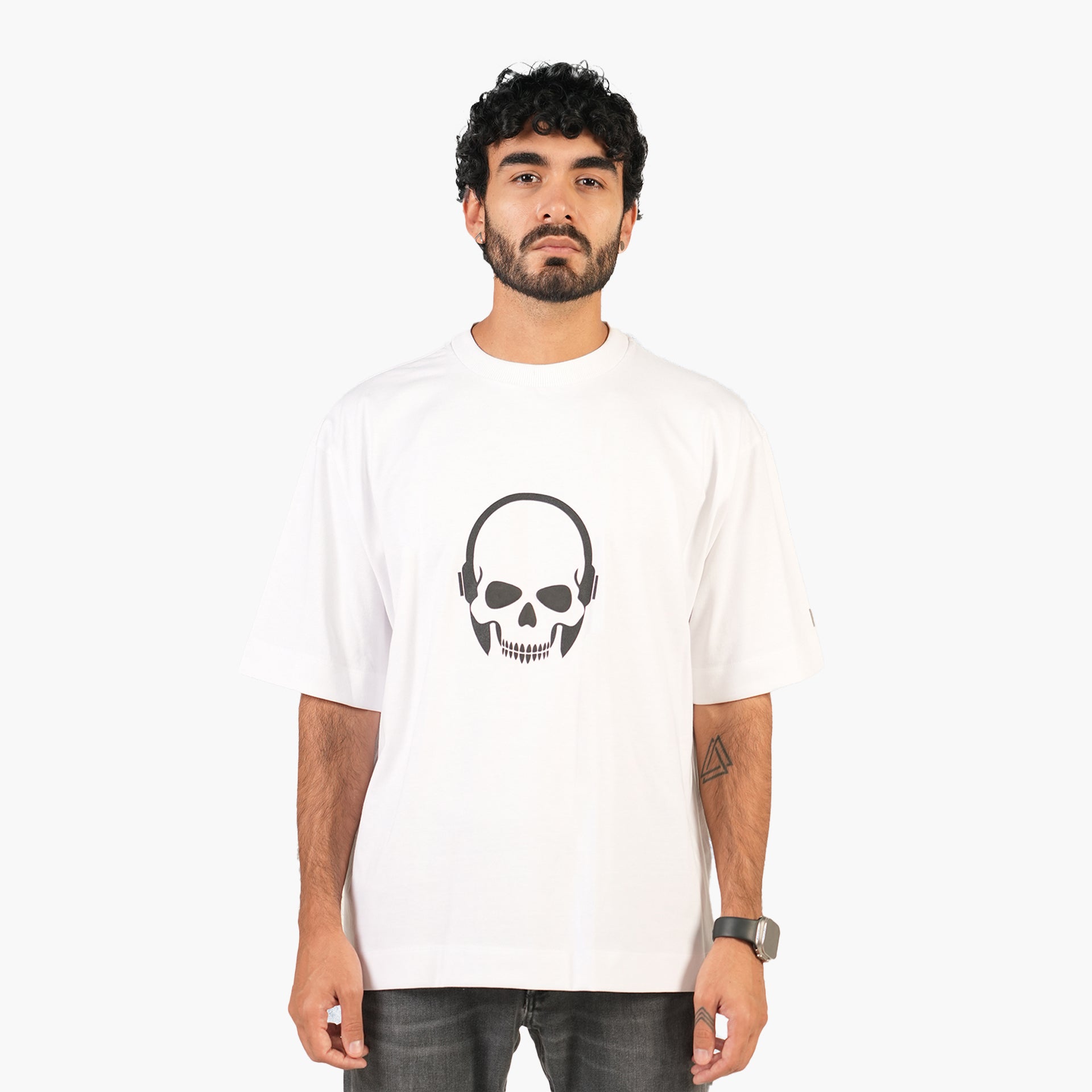 Unisex White Rock Skullphone Oversized T-shirt - WiLLSPER