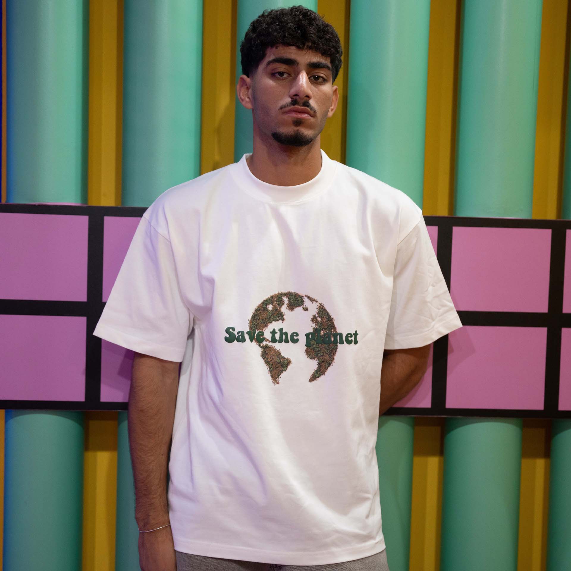 Unisex White Save the Planet T-shirt - Double.F