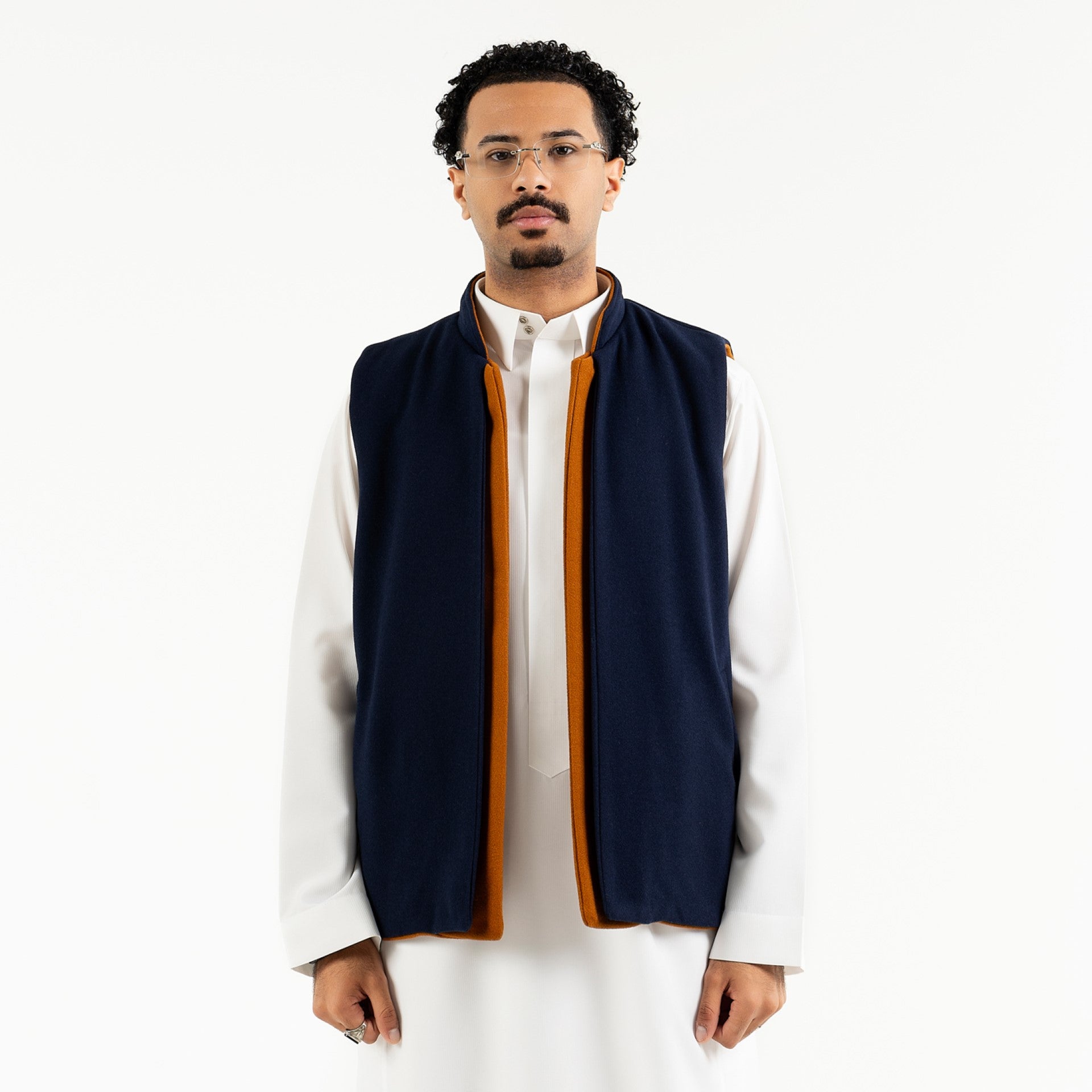 Navy and Brown Sdeiry Double-Face Vest By Palette Sdeiry