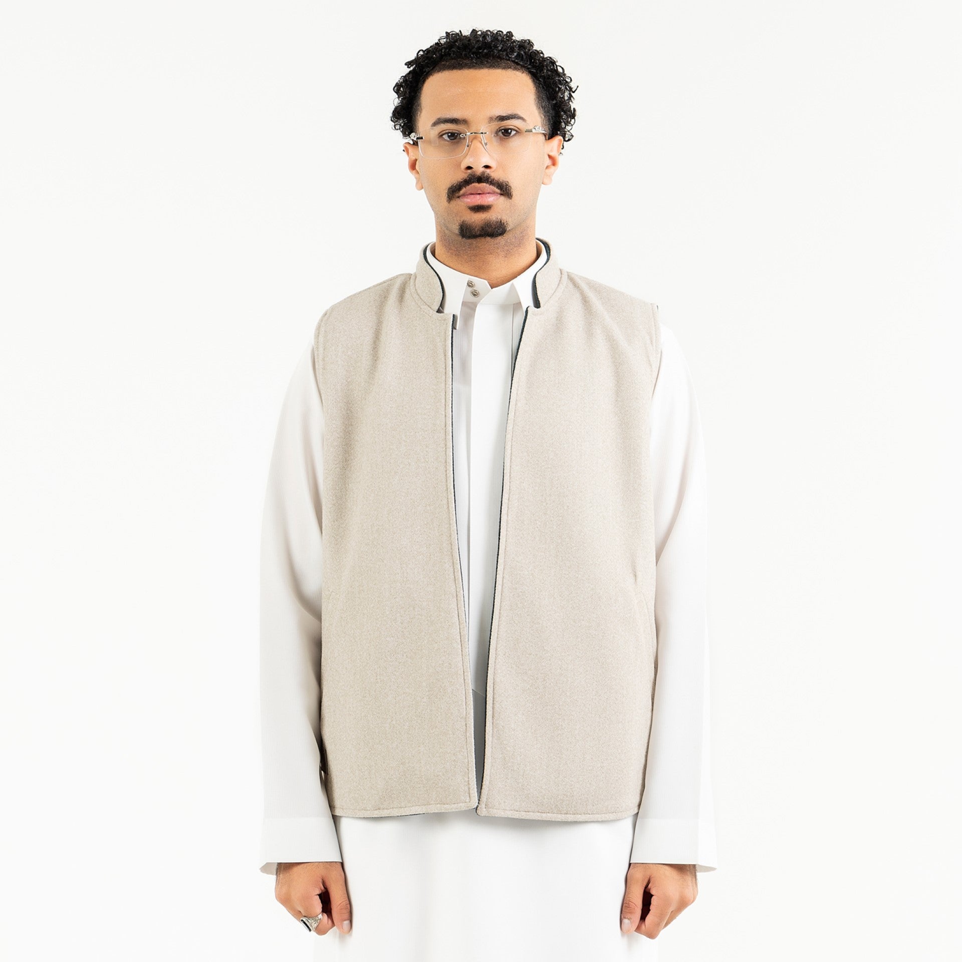 Green and Beige Sdeiry Double-Face Vest By Palette Sdeiry