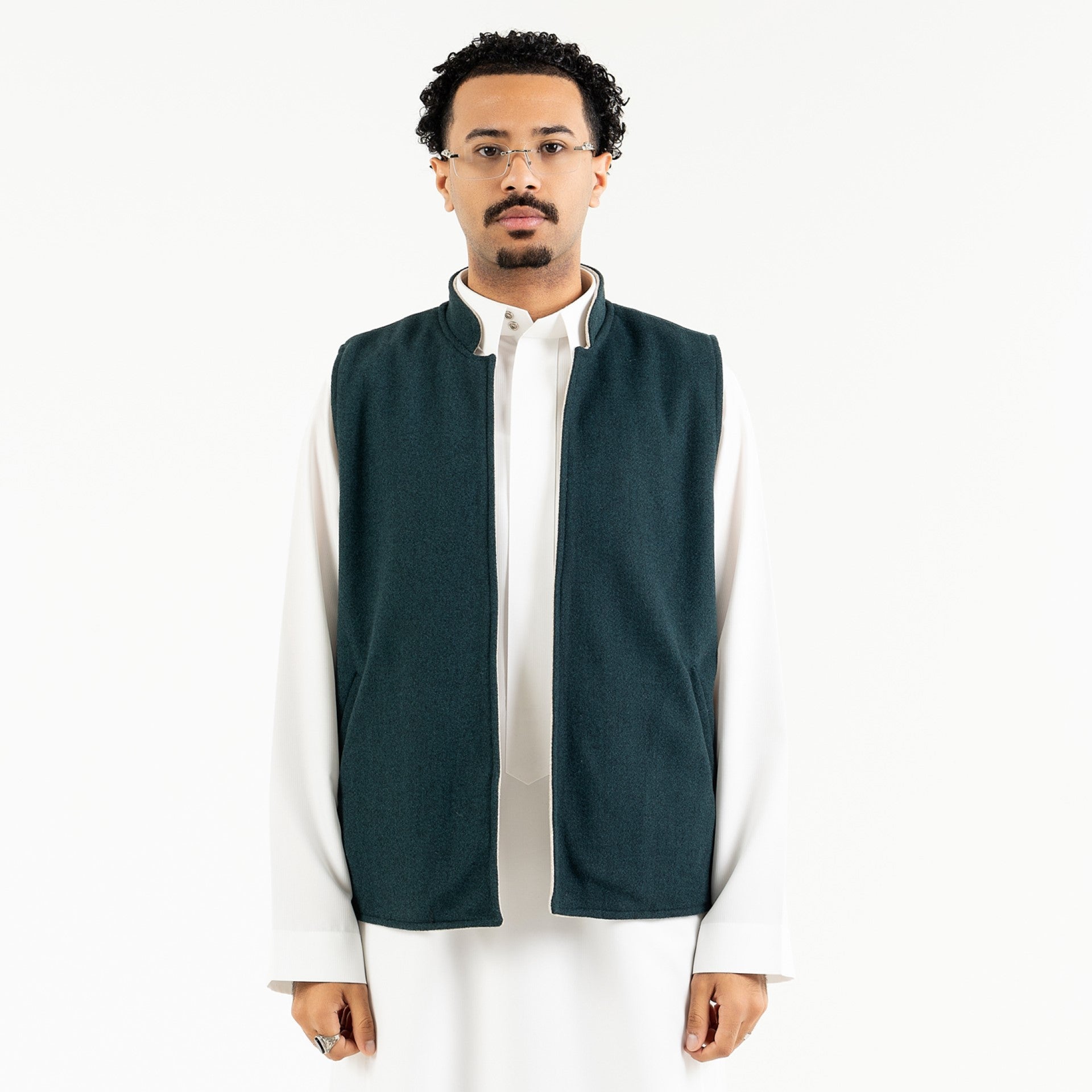 Green and Beige Sdeiry Double-Face Vest By Palette Sdeiry