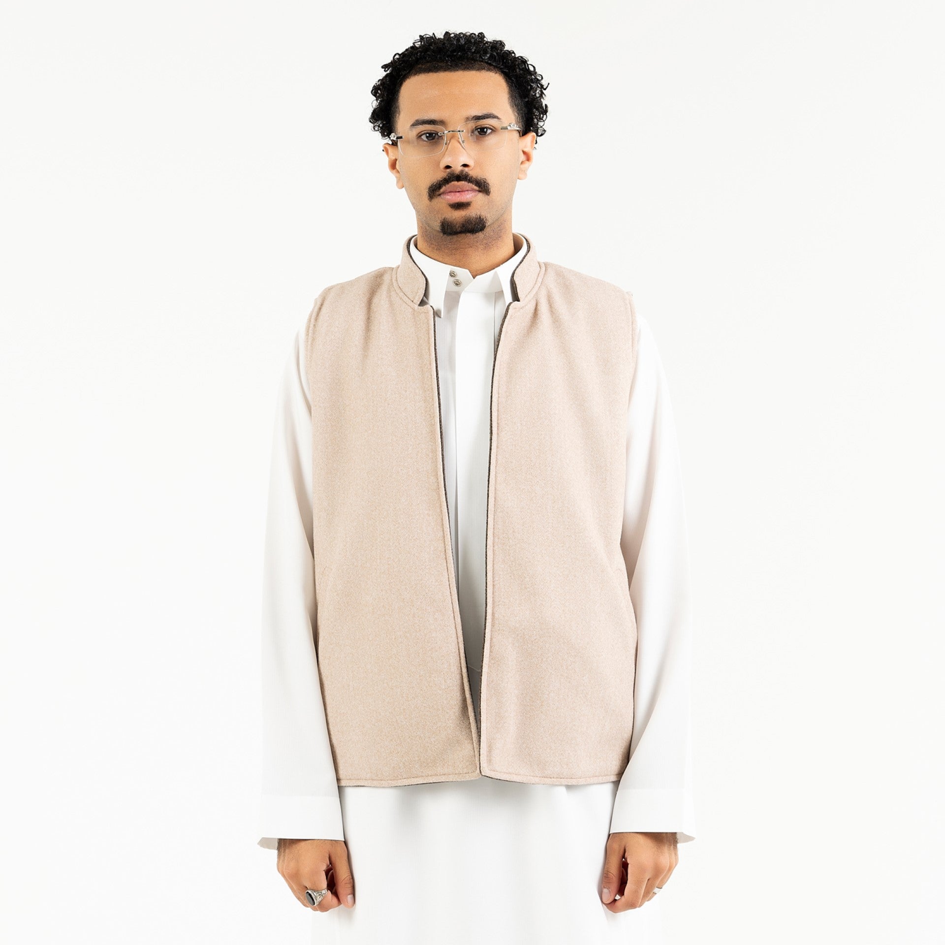 Brown and Light Beige Sdeiry Double-Face Vest By Palette Sdeiry