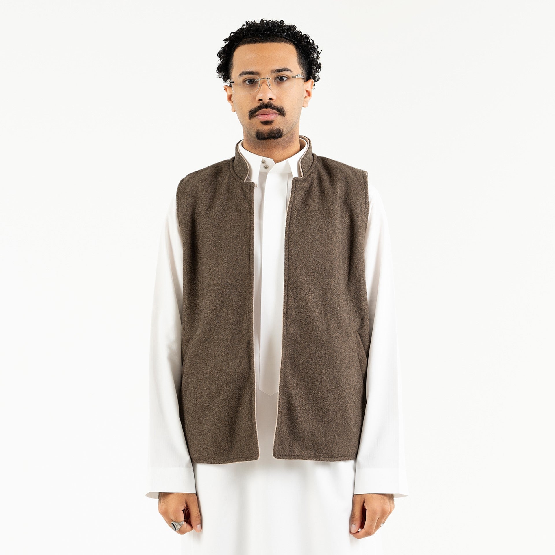 Brown and Light Beige Sdeiry Double-Face Vest By Palette Sdeiry