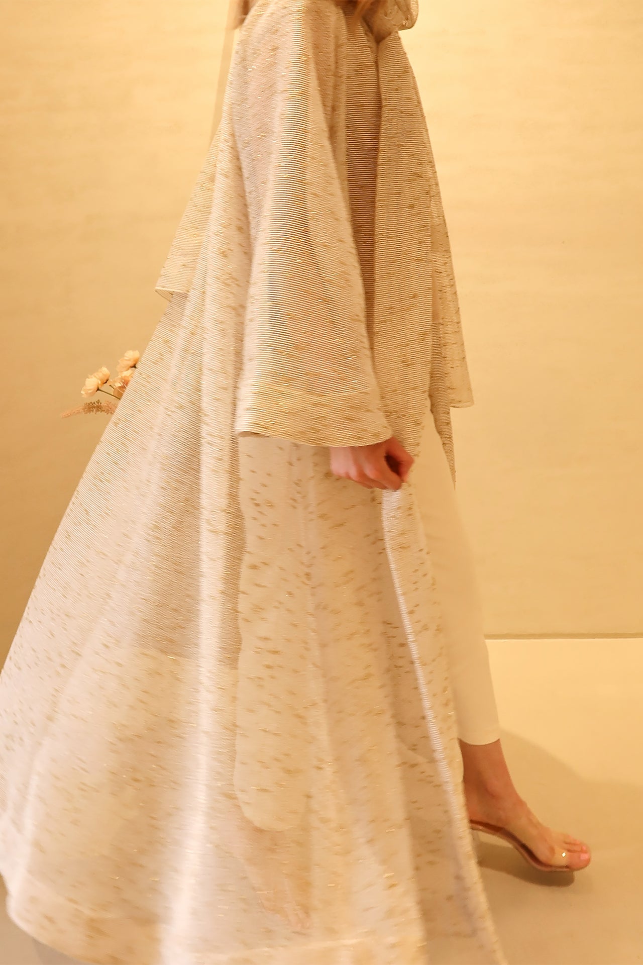 Beige Shine Abaya by F.Lounge