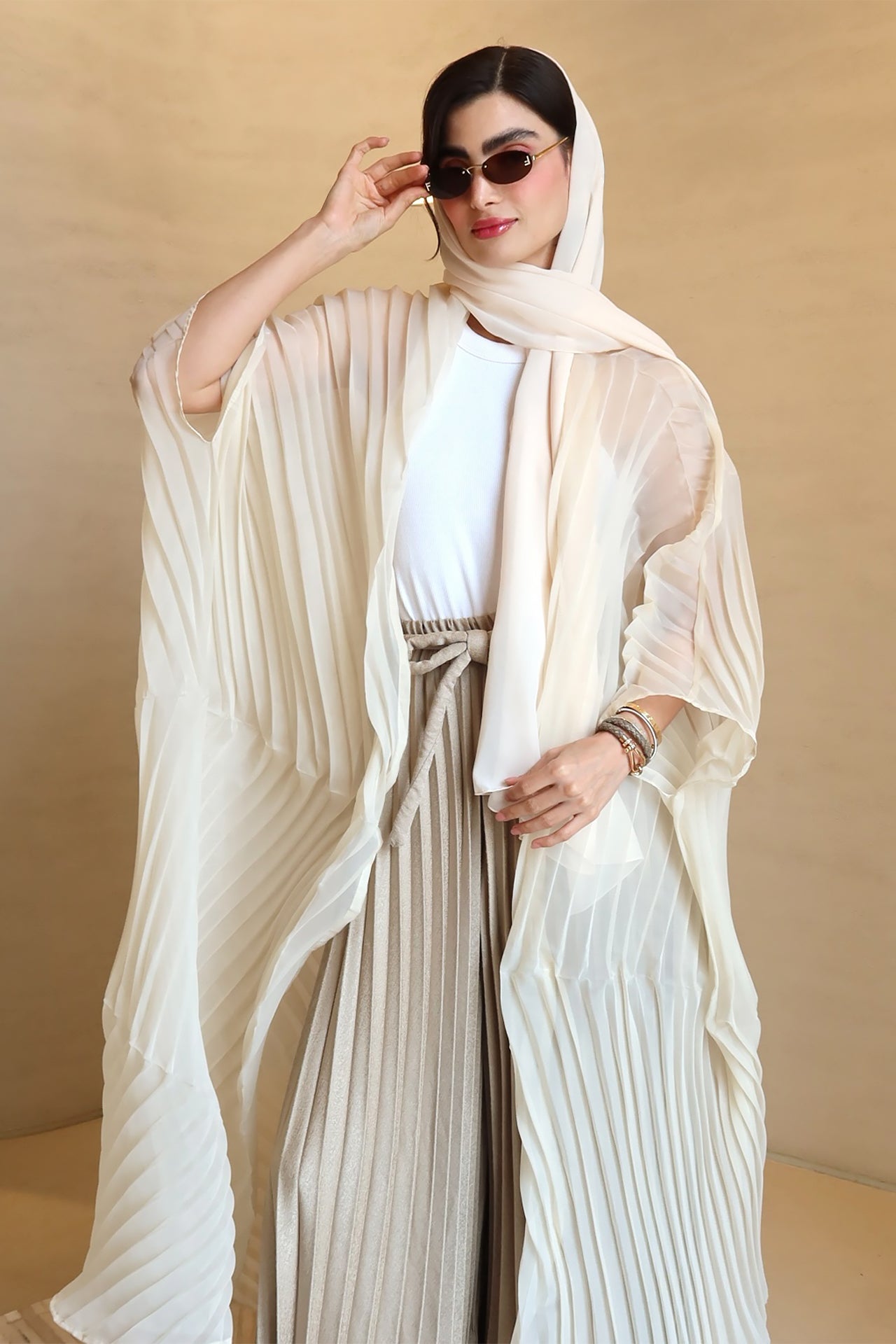 White Spider Silk Abaya by F.Lounge