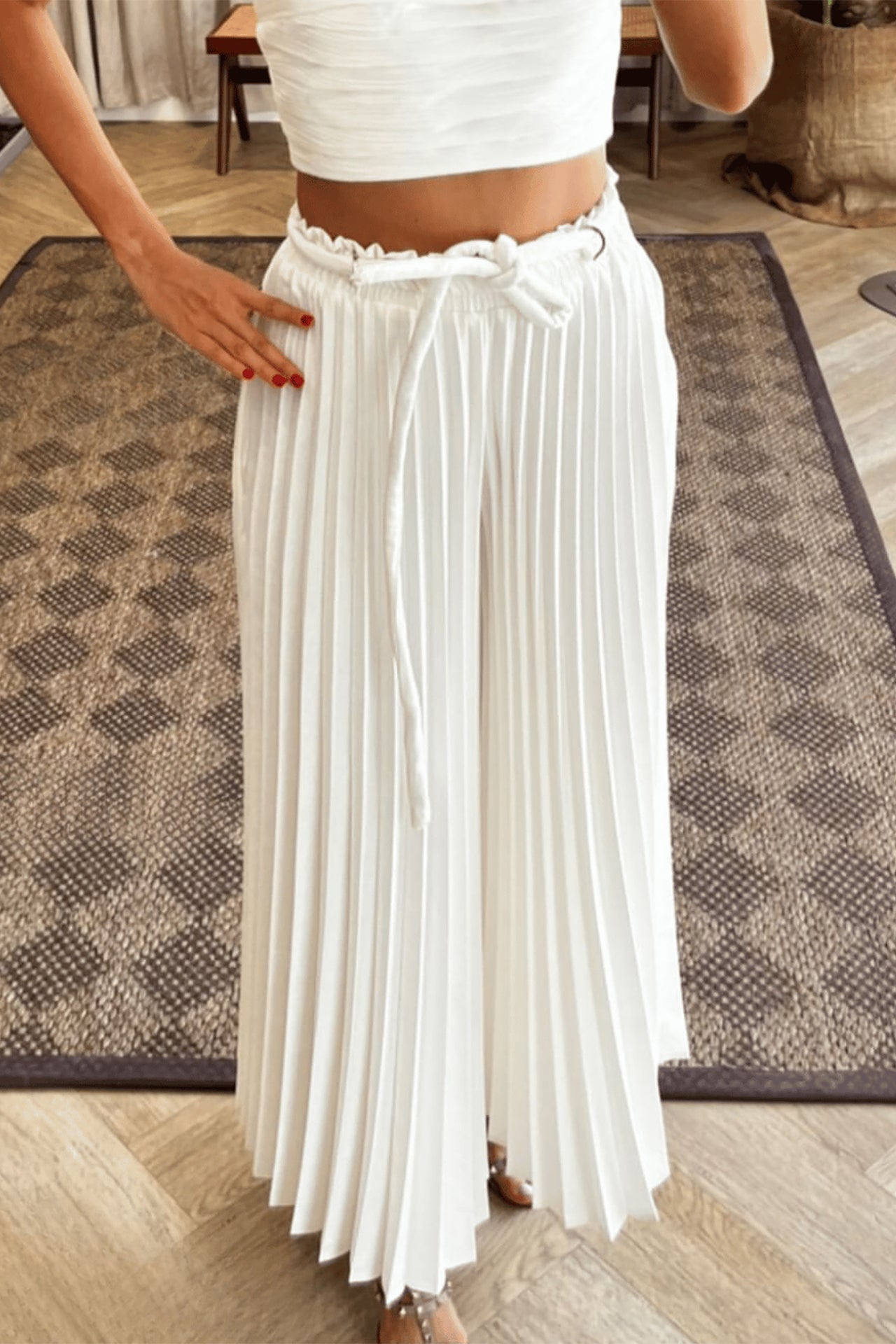 White Sunny Pleated Pants by F.Lounge