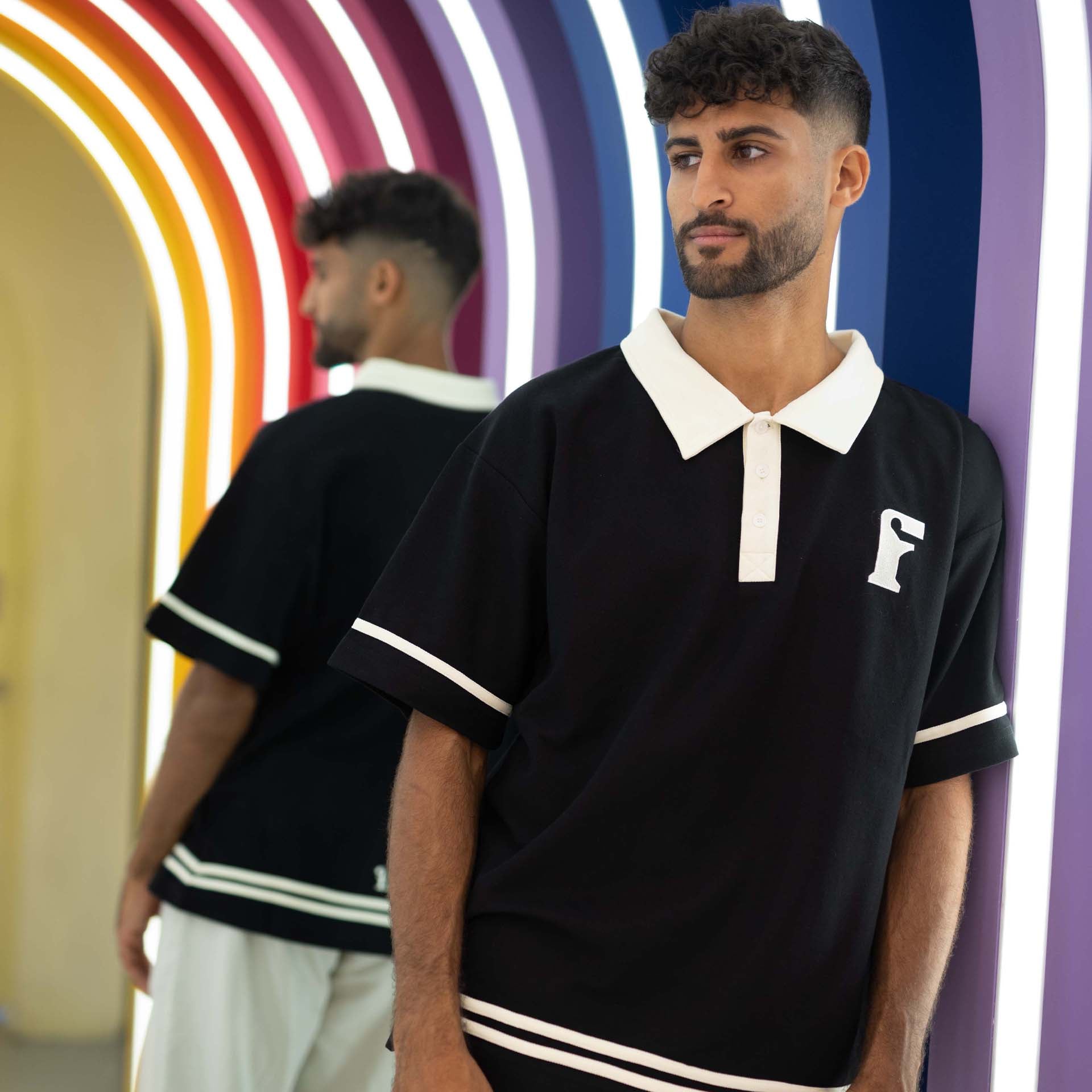 Unisex Black double.f Logo Polo Shirt - Double.F