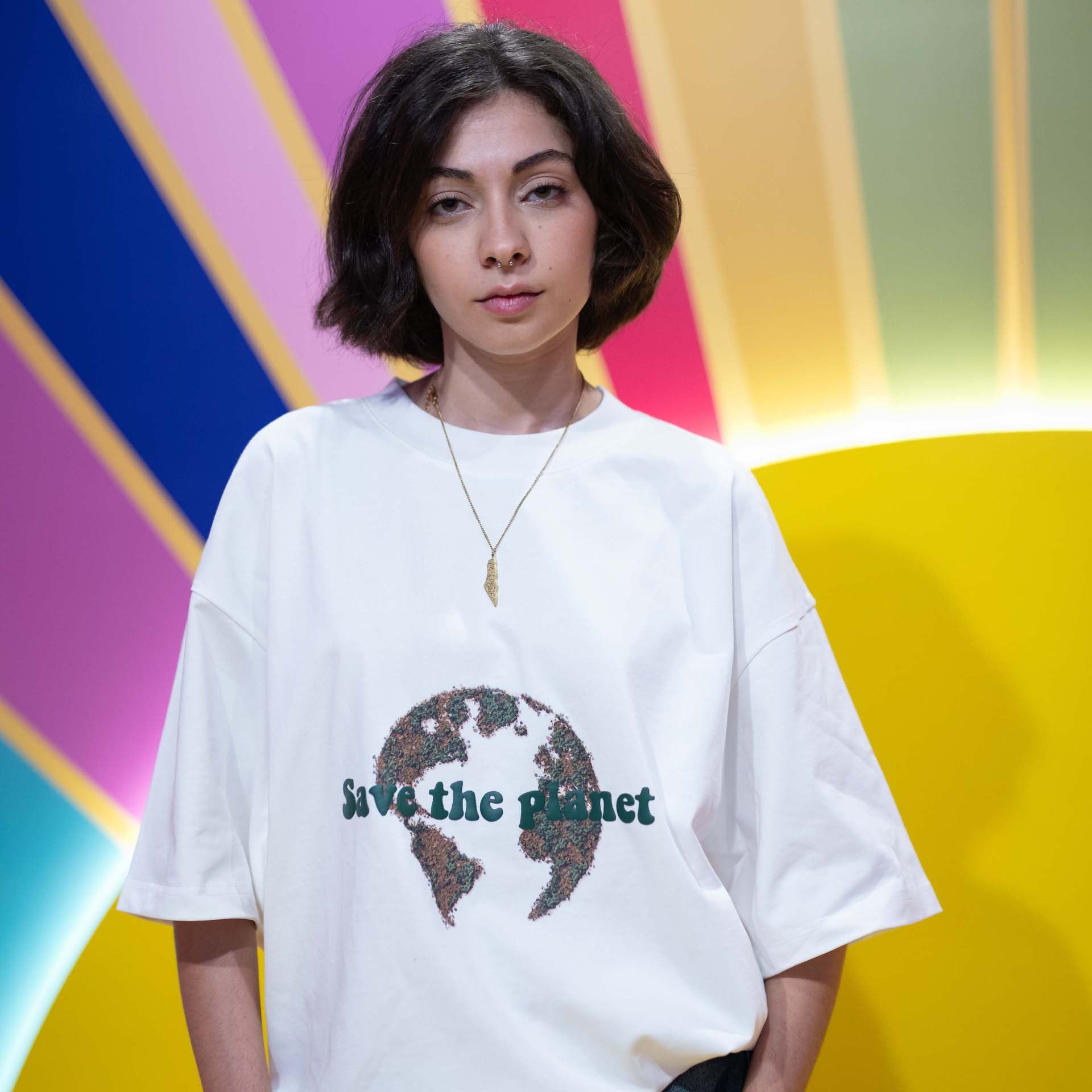 Unisex White Save the Planet T-shirt - Double.F