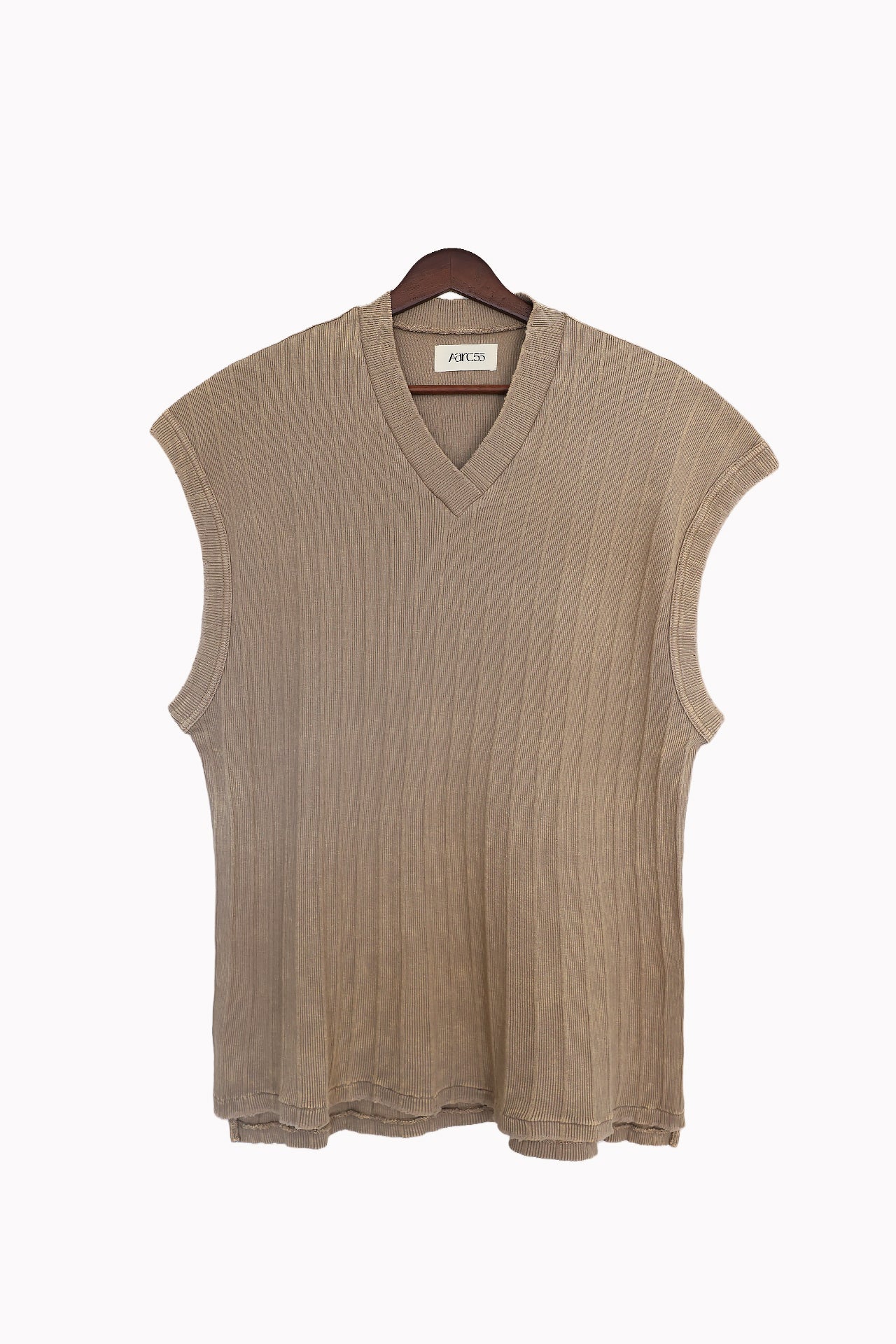 Caramel Oversized Sleeveless V-neck Tank by AARC55
