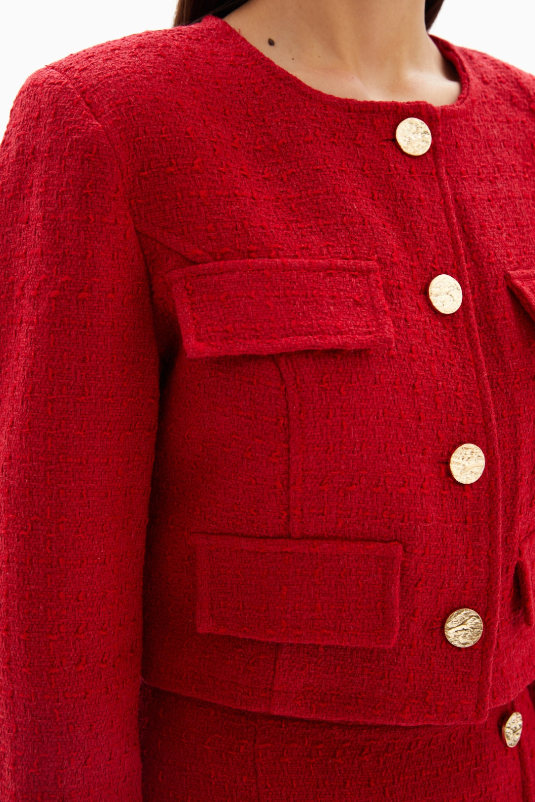 Red Buttons Set of Jacket and Skirt By WECRE8