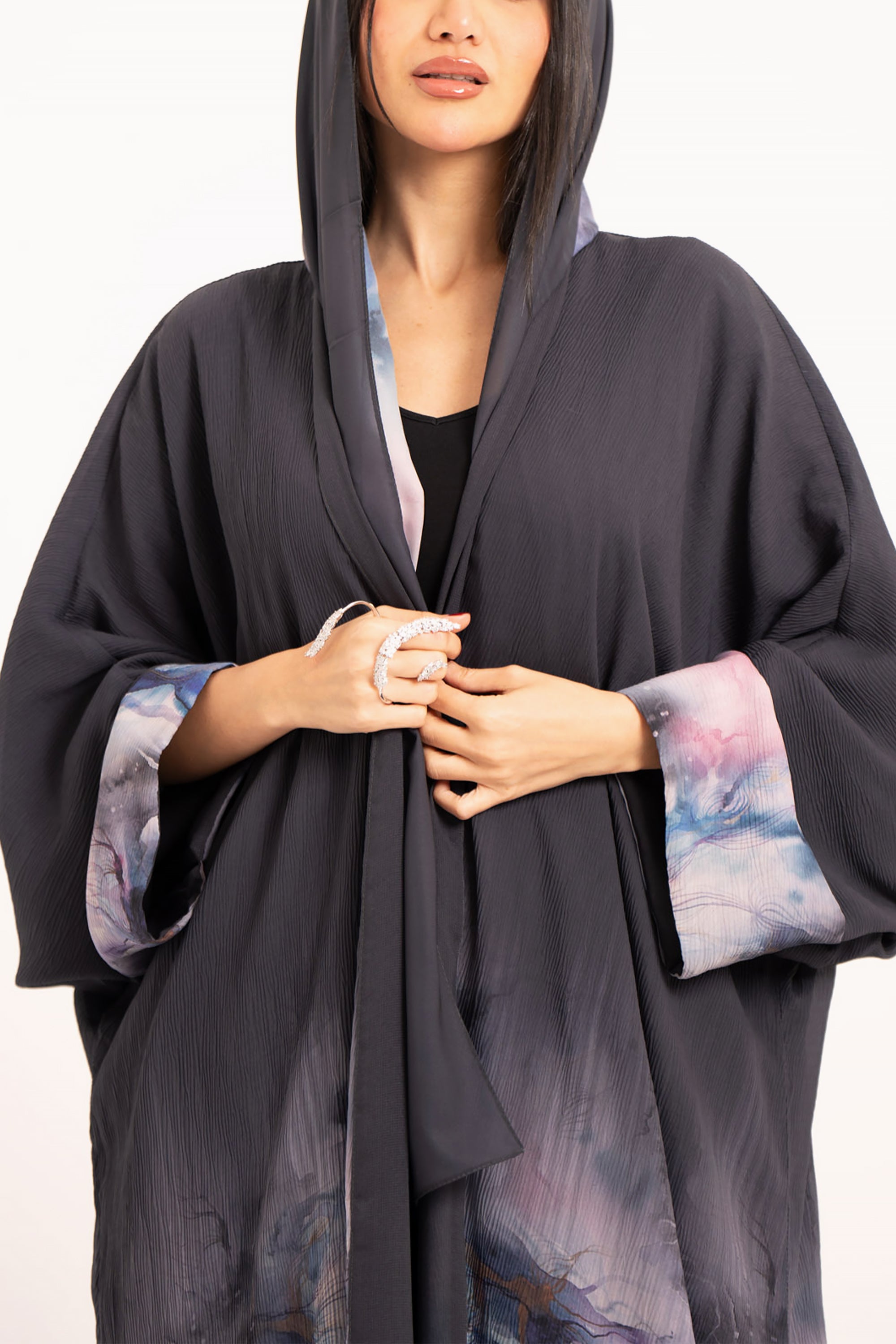 Multicolor Double-Layered Chiffon Abaya by Taa Marbotah