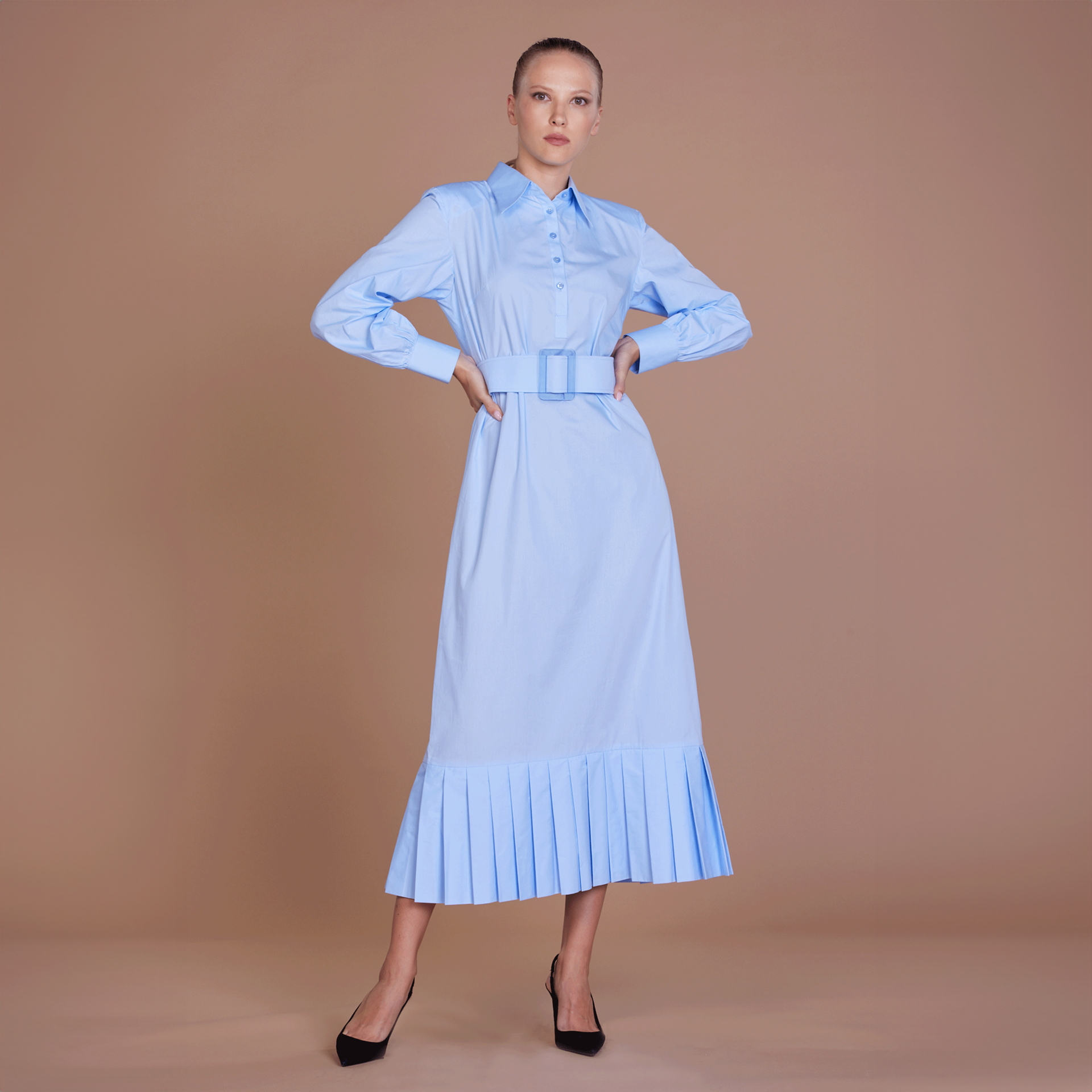 Light Blue Valentina Long Dress by Lili Blanc