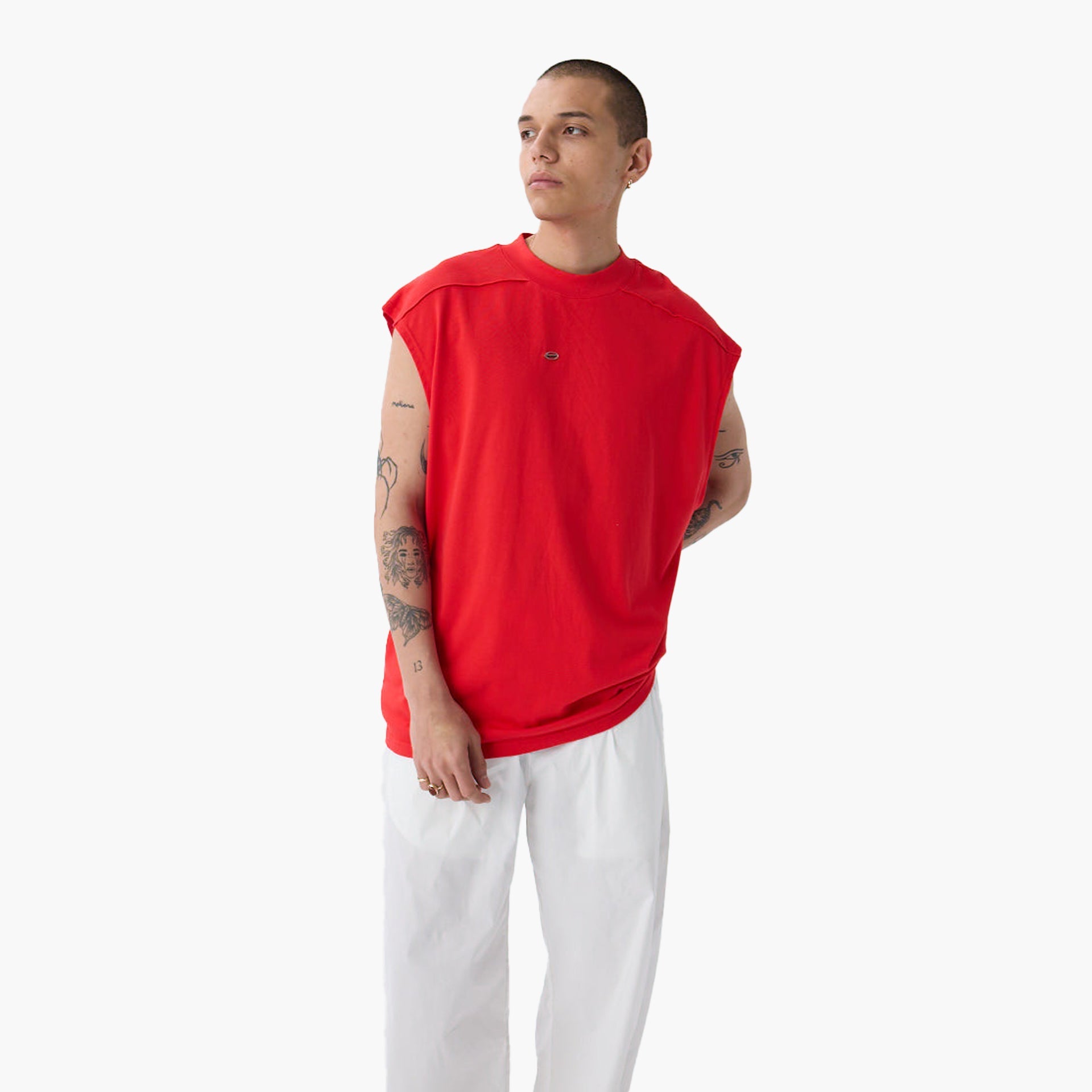 Red Oversized Tank Top From Triple Four