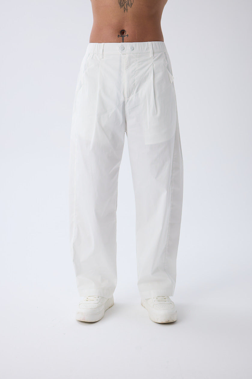 White Classic Pants From Triple Four