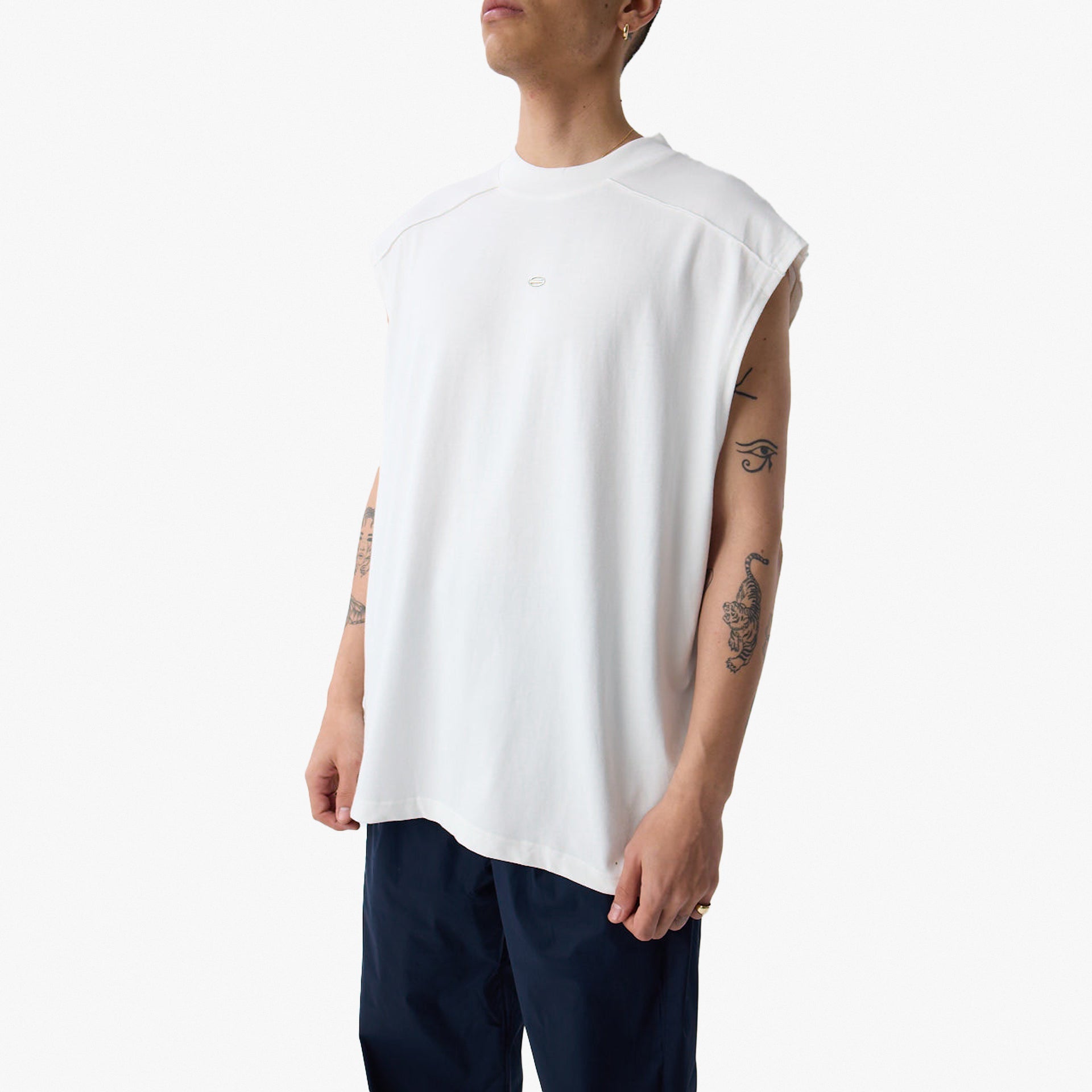 White Oversized Tank Top From Triple Four