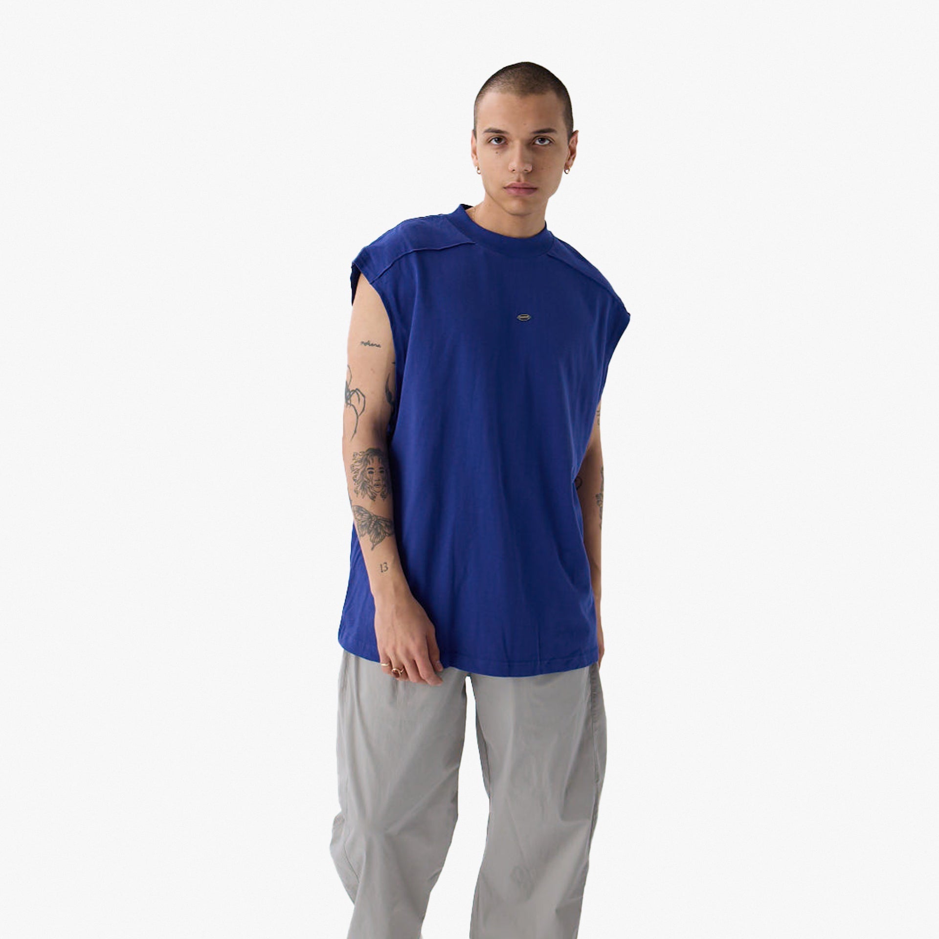 Blue Oversized Tank Top From Triple Four