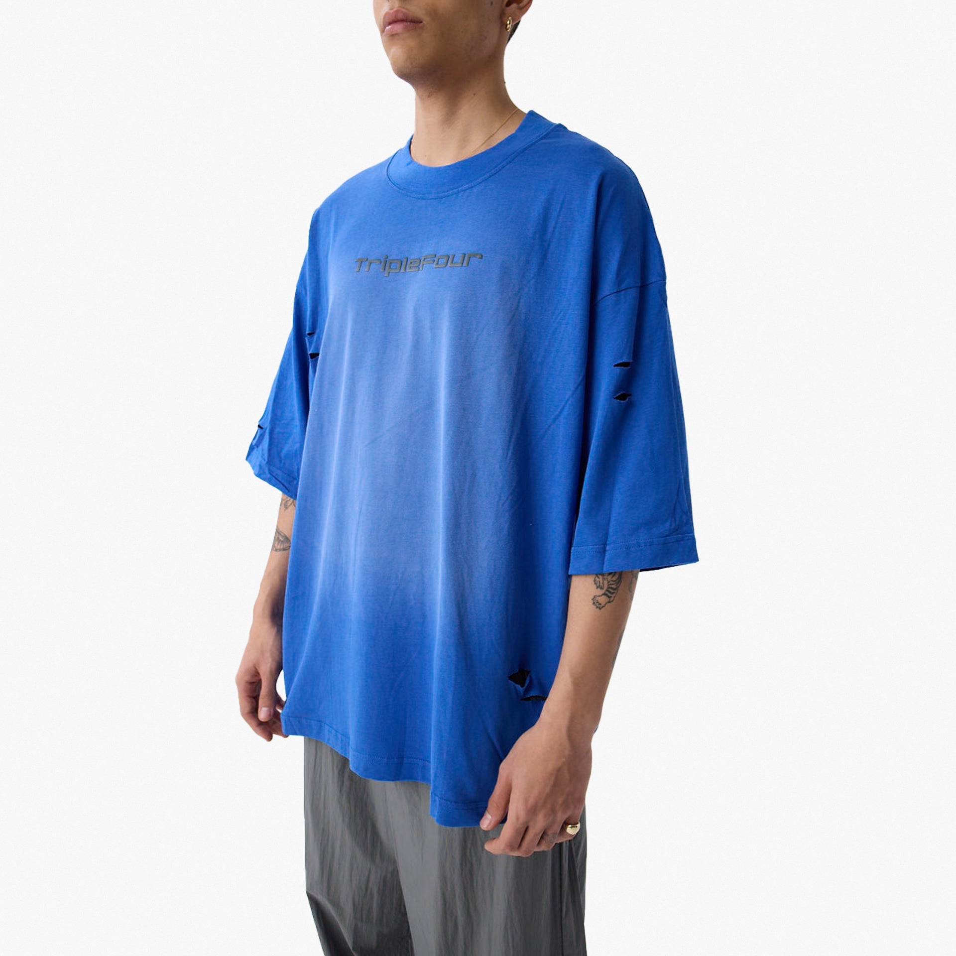 Blue Oversized Logo T-shirt From Triple Four